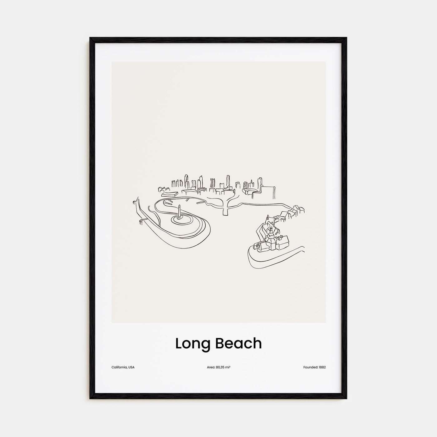 Long Beach Drawn Poster