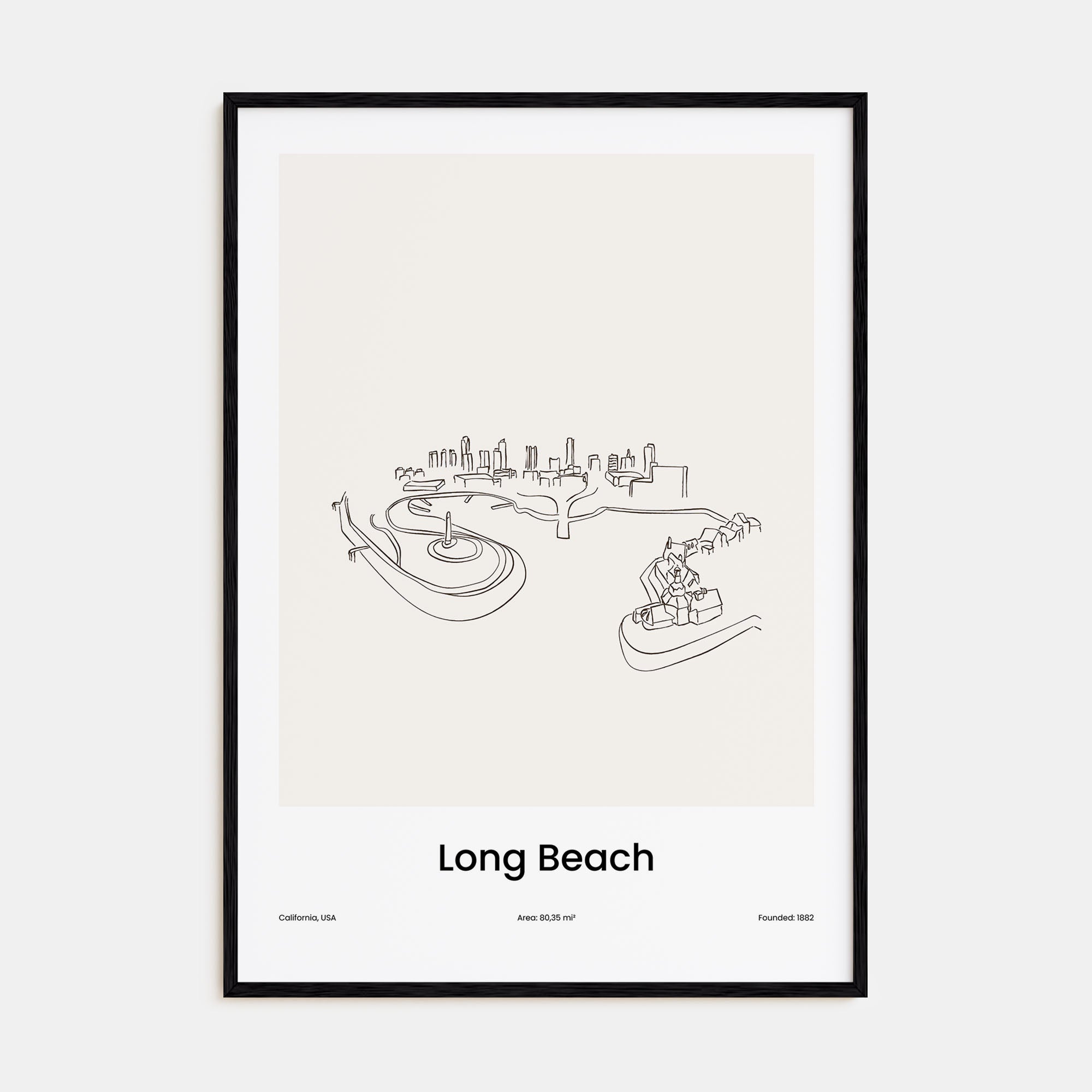 Long Beach Drawn Poster