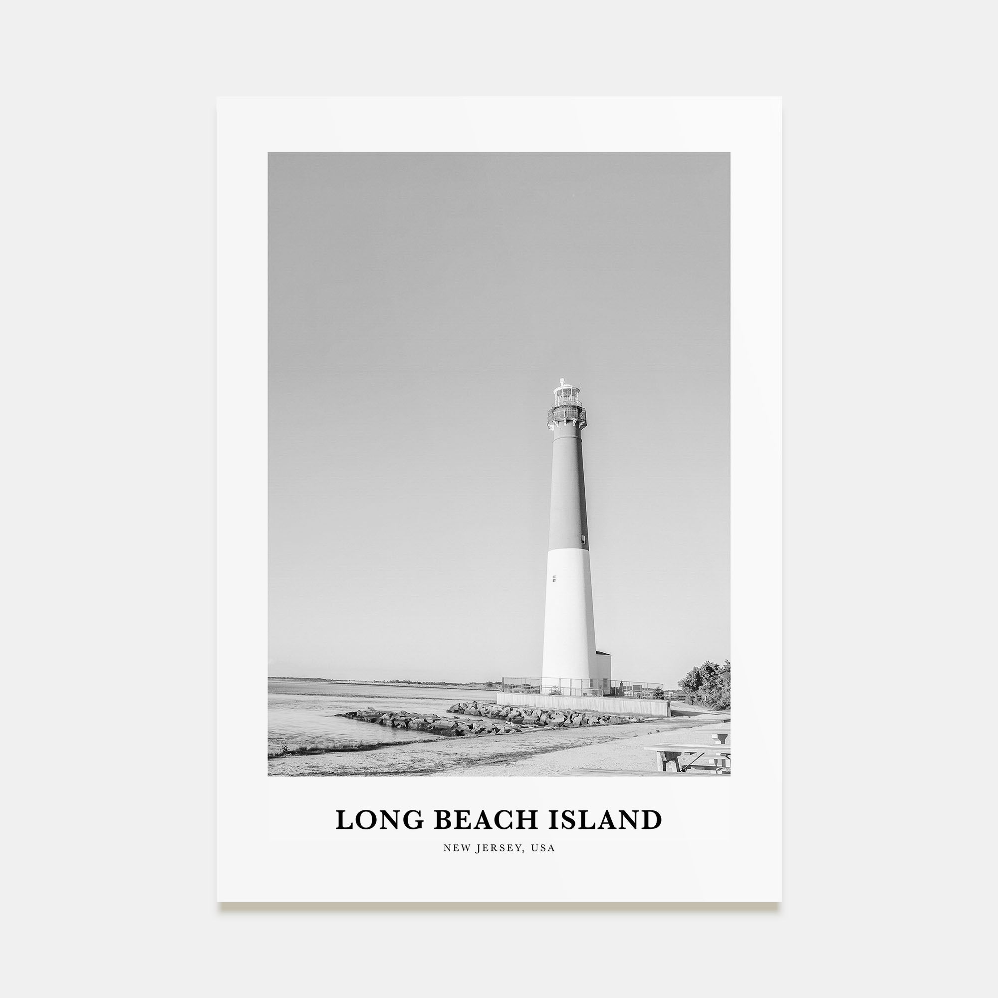 Long Beach Island Portrait B&W Poster
