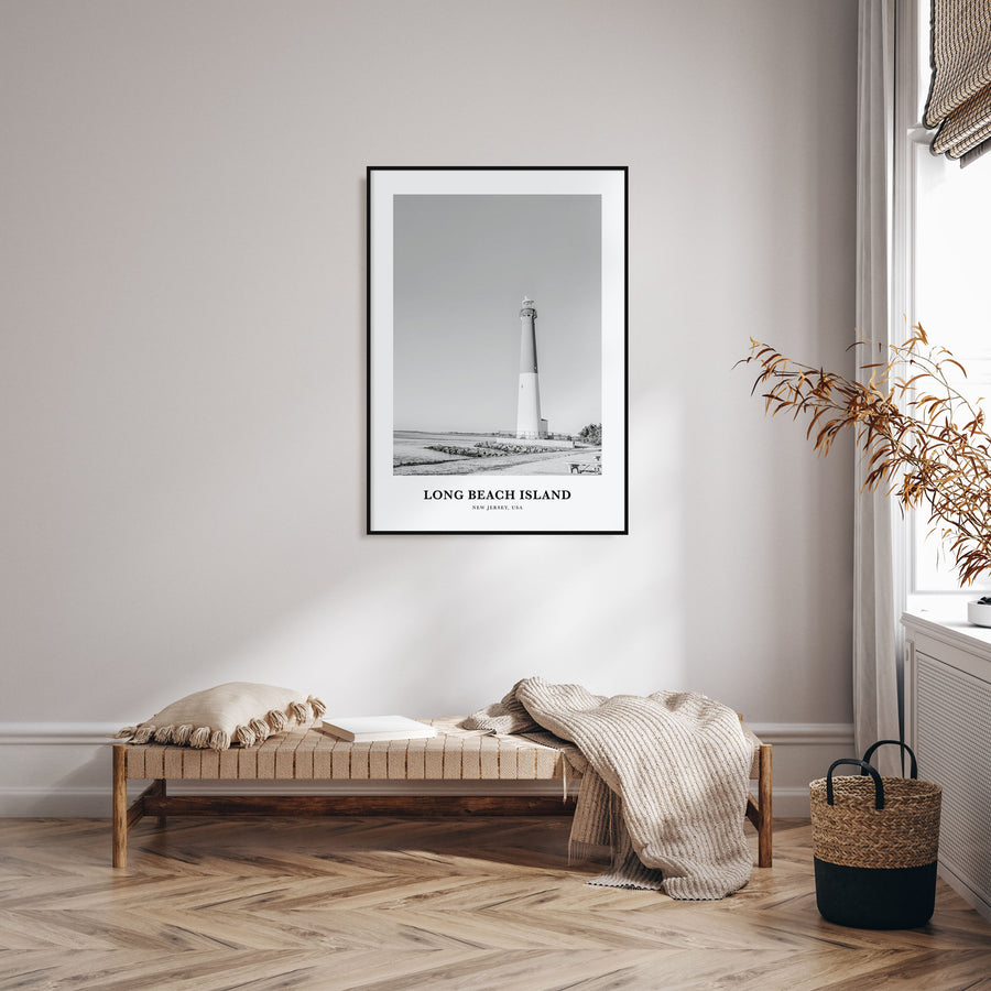 Long Beach Island Portrait B&W Poster