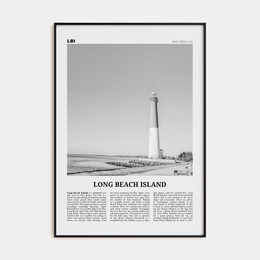 Long Beach Island Travel B&W Poster