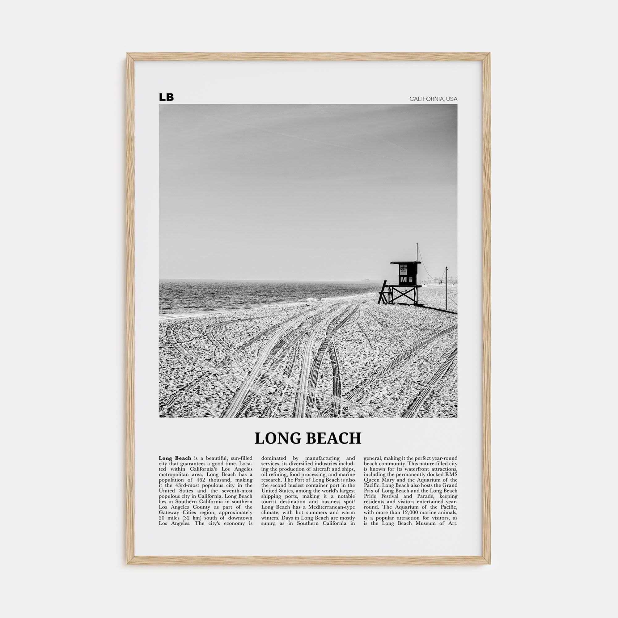 Long Beach Travel B&W No 1 Poster