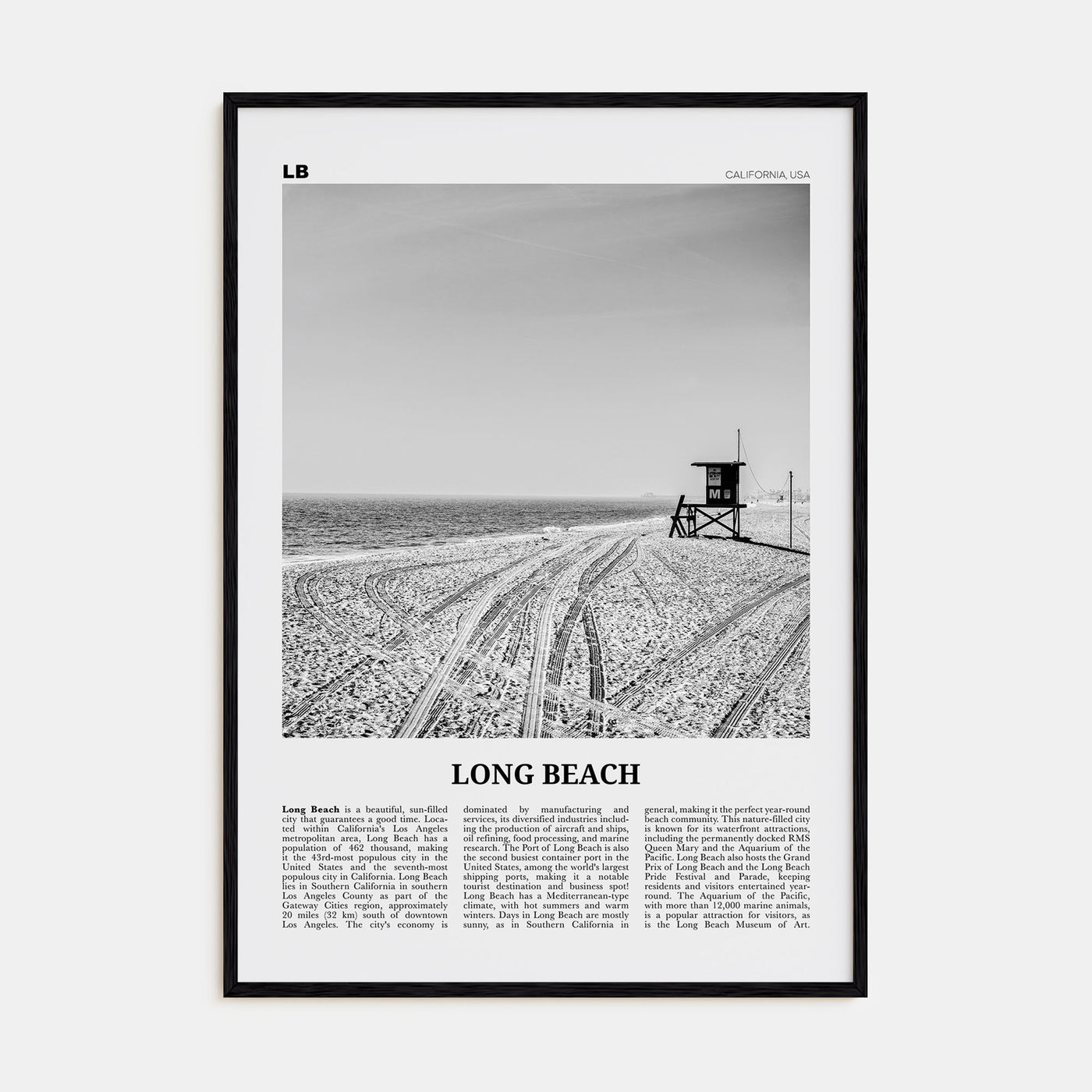 Long Beach Travel B&W No 1 Poster