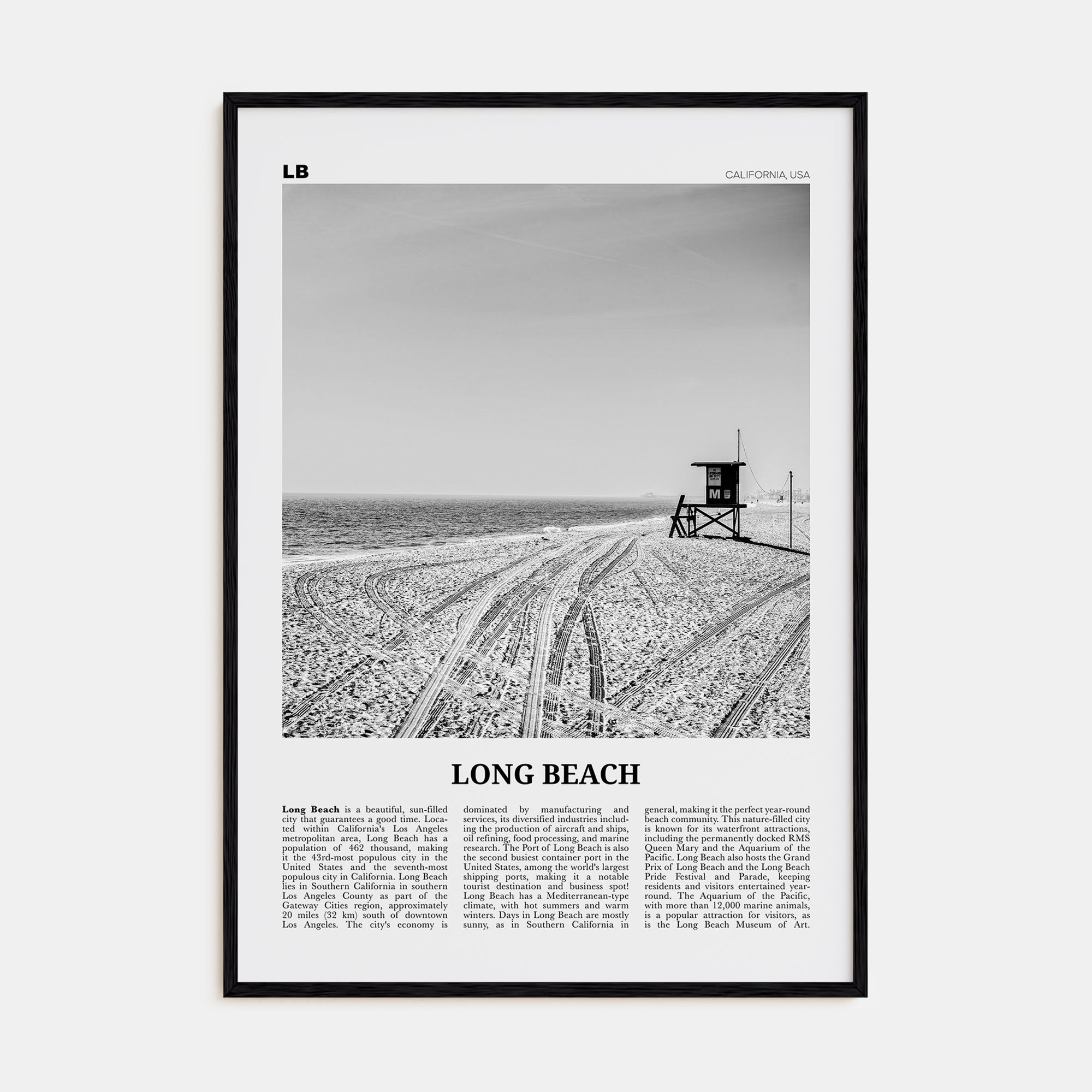 Long Beach Travel B&W No 1 Poster