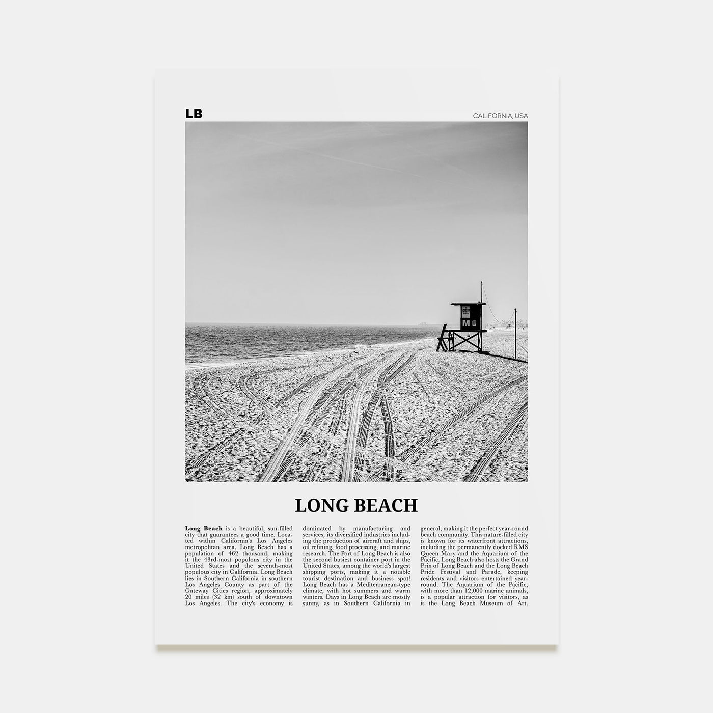 Long Beach Travel B&W No 1 Poster
