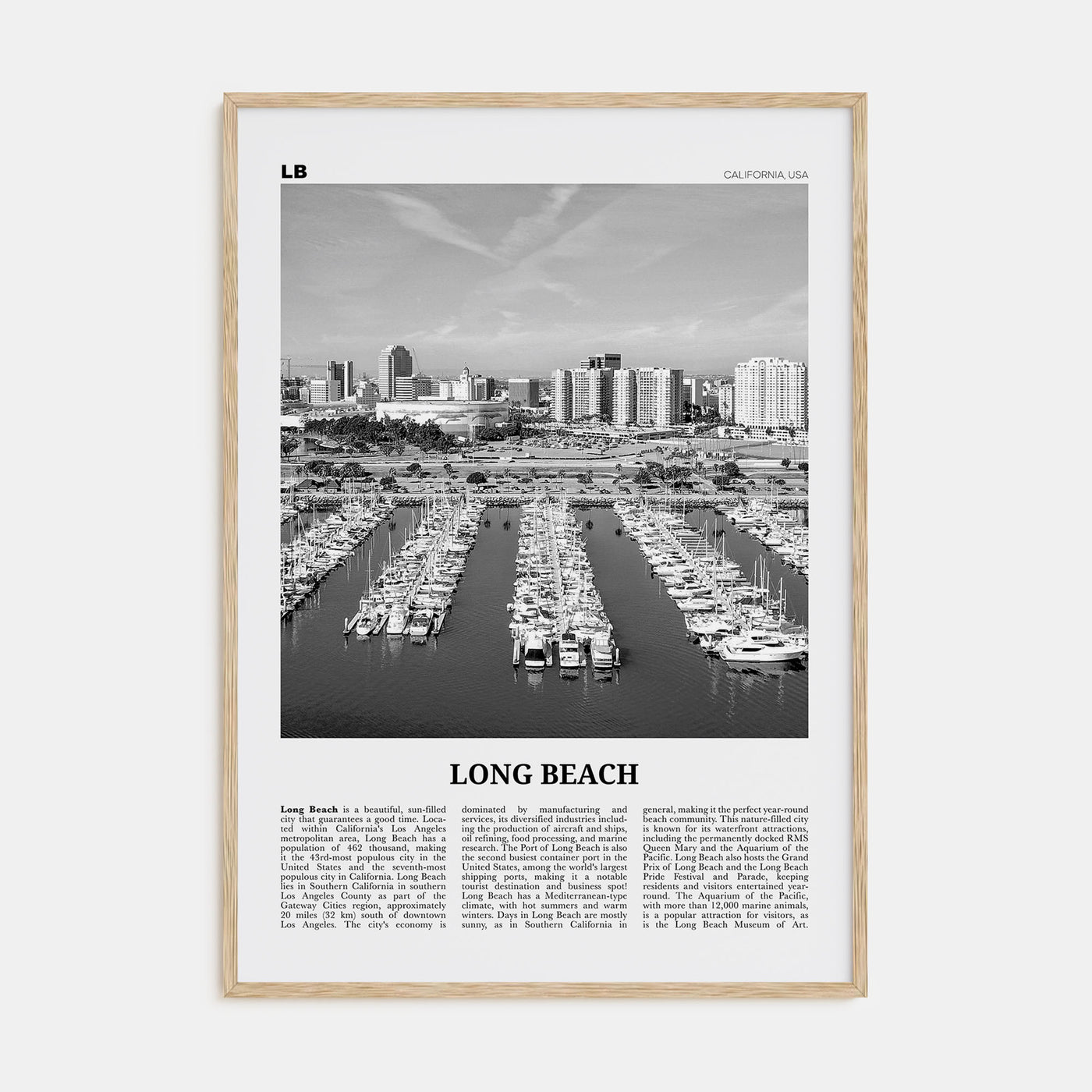 Long Beach Travel B&W No 2 Poster