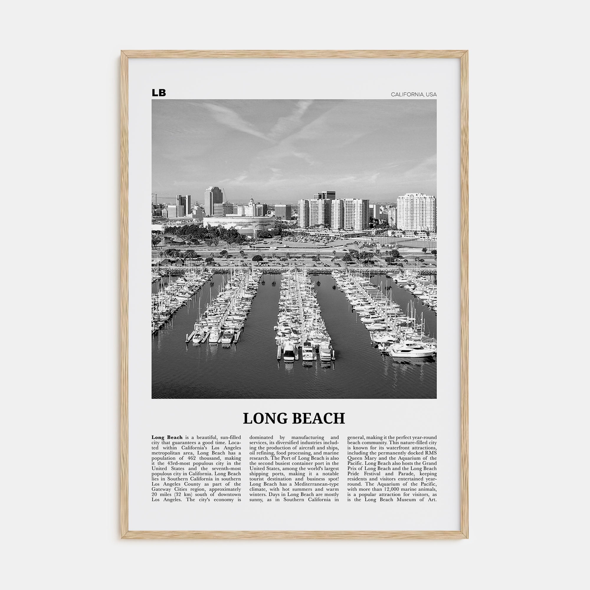 Long Beach Travel B&W No 2 Poster