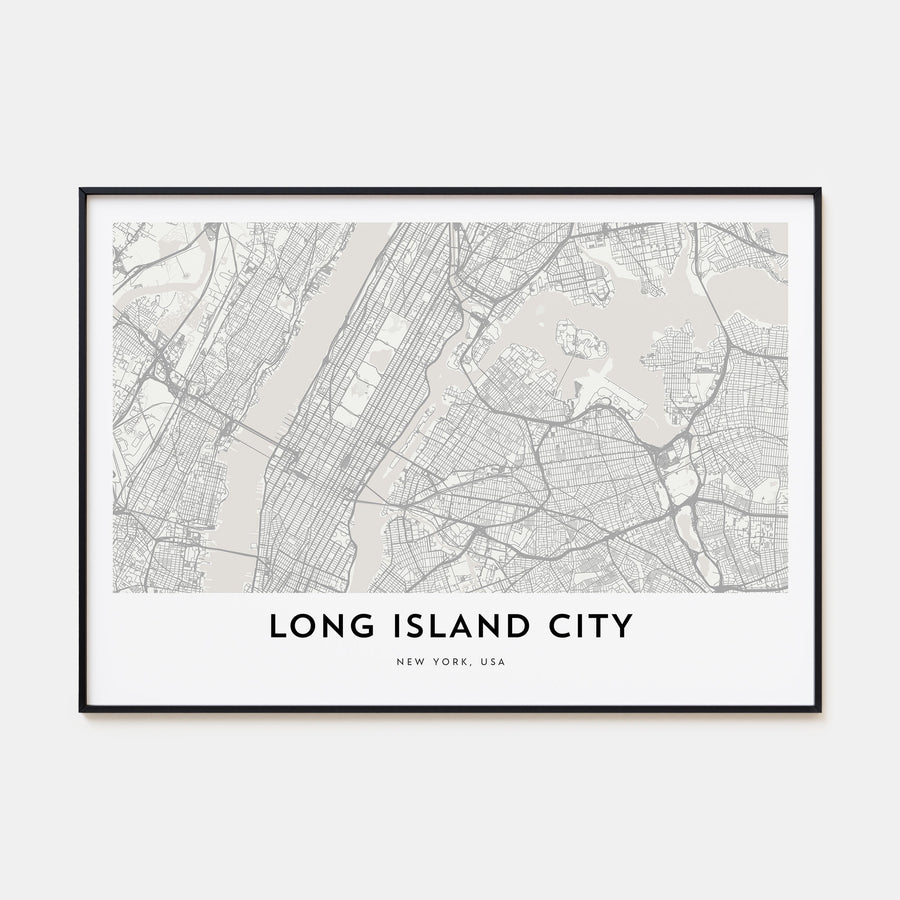 Long Island City Map Landscape Poster