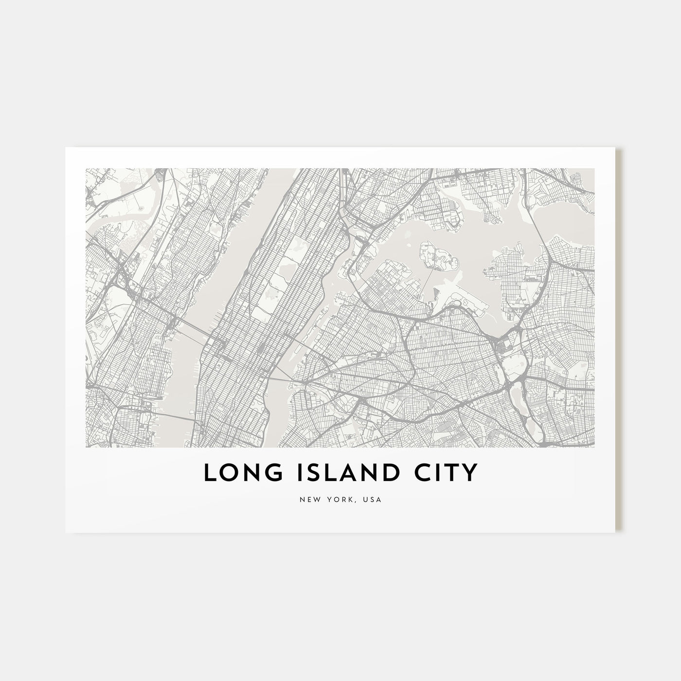 Long Island City Map Landscape Poster
