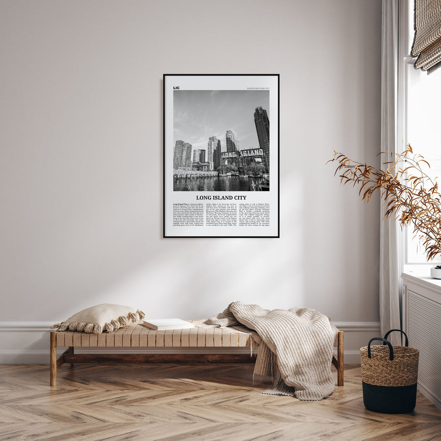 Long Island City Travel B&W Poster