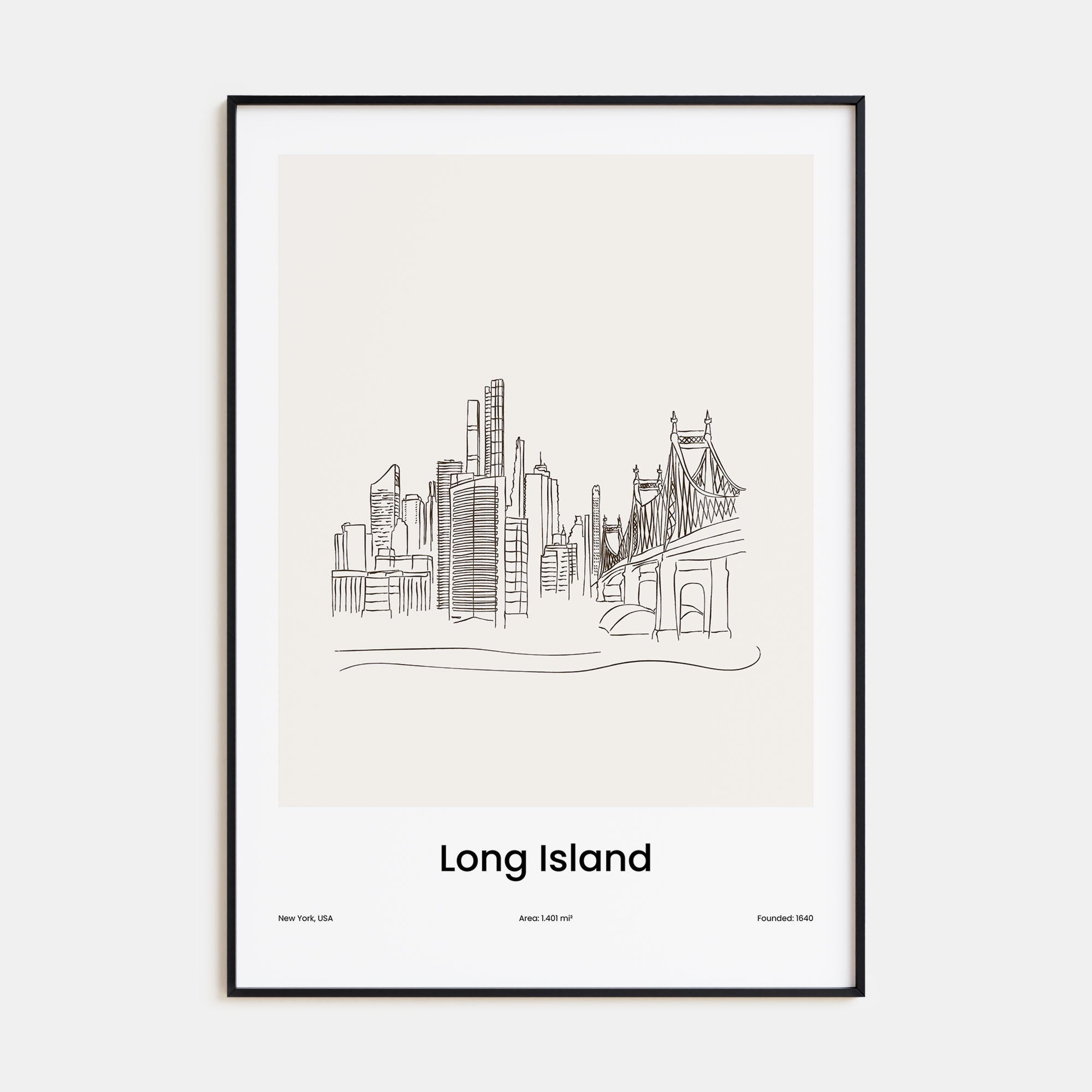 Long Island Drawn Poster