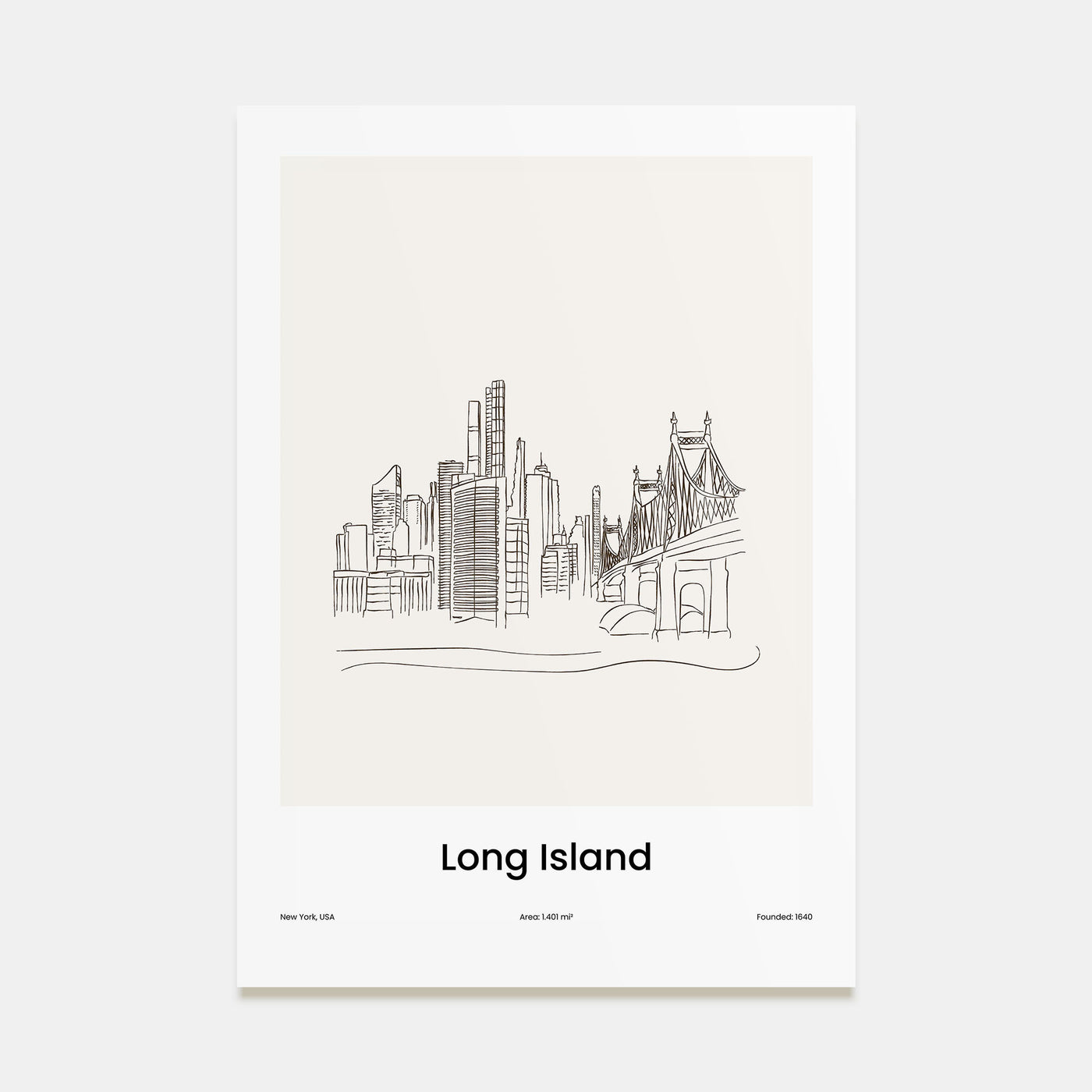 Long Island Drawn Poster