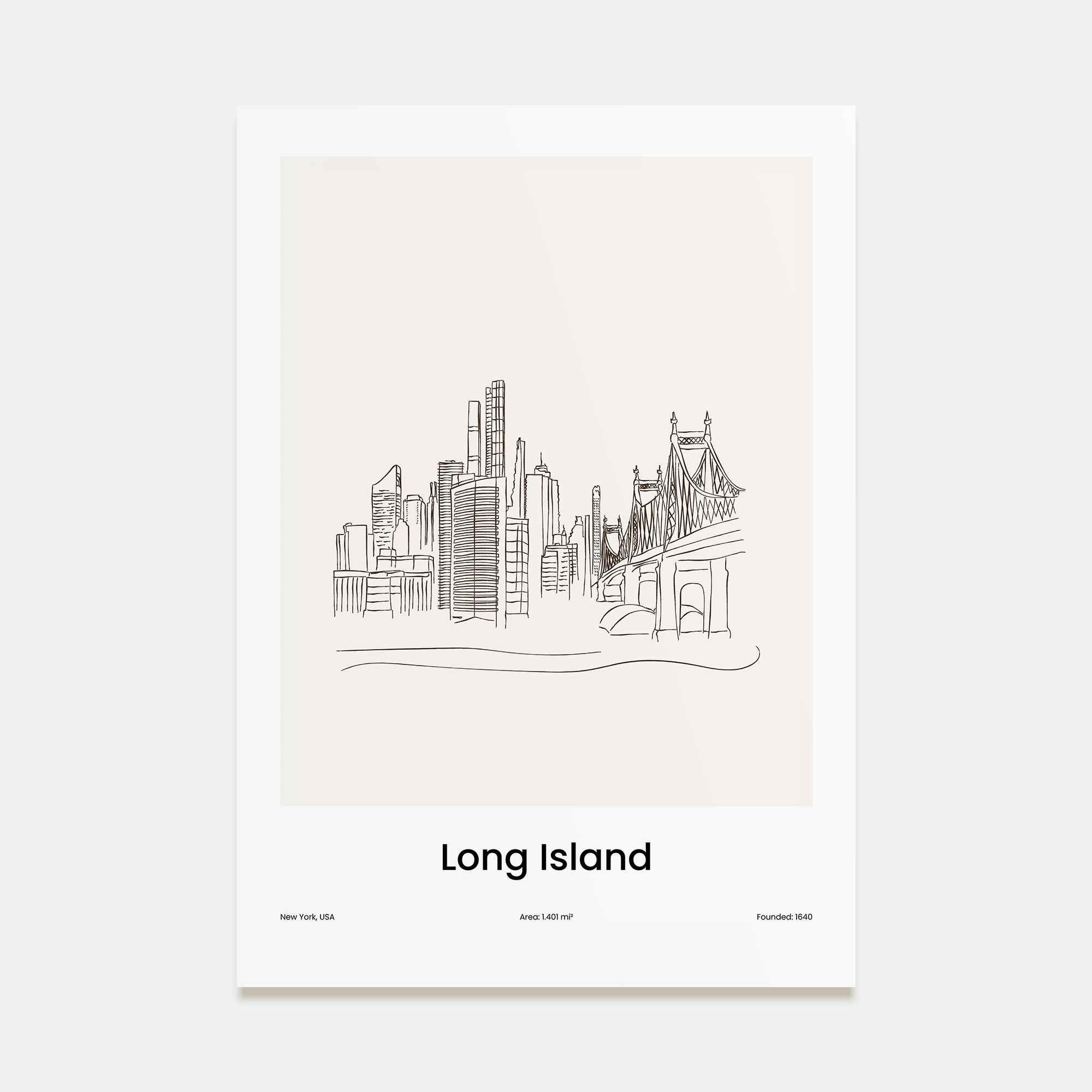 Long Island Drawn Poster