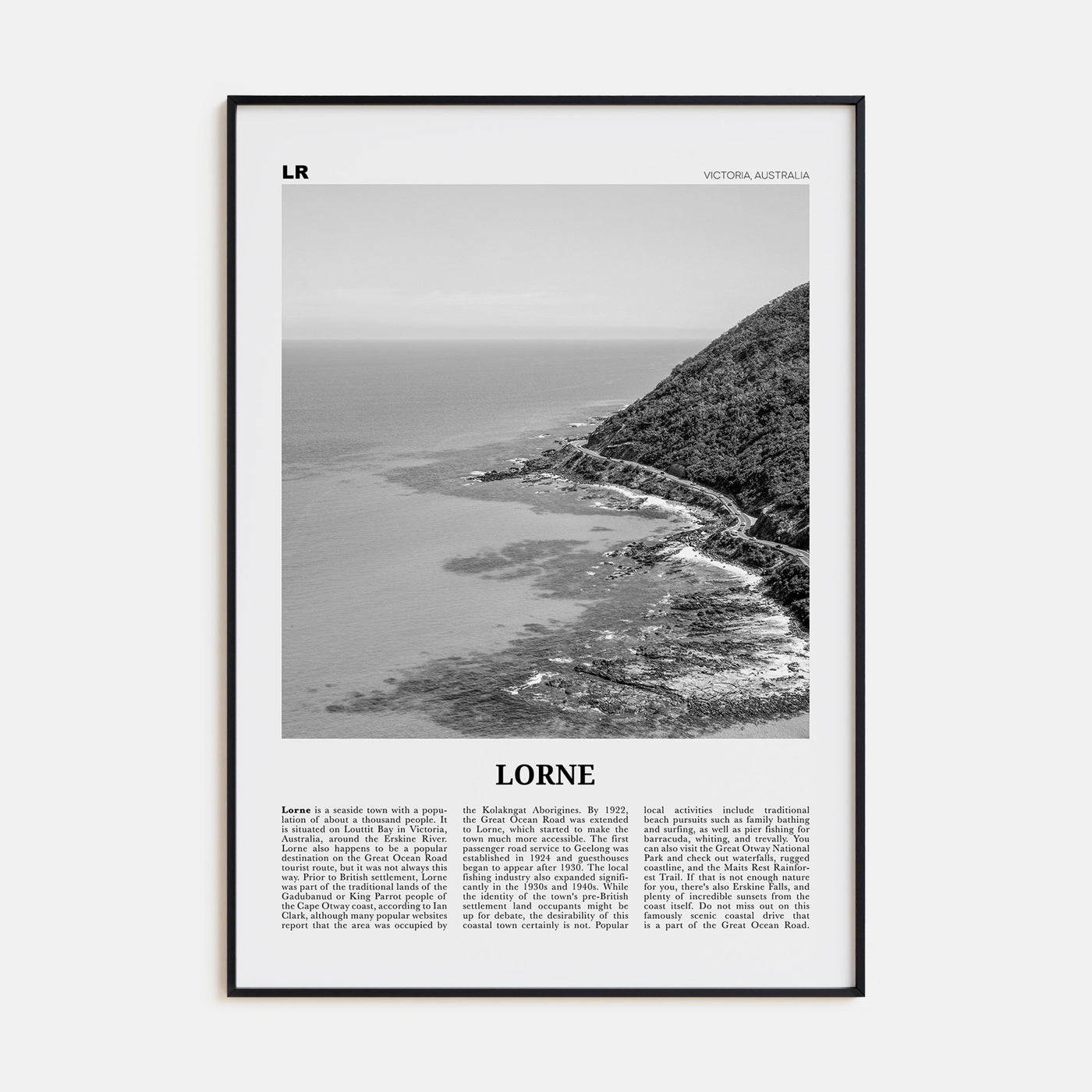 Lorne Travel B&W Poster