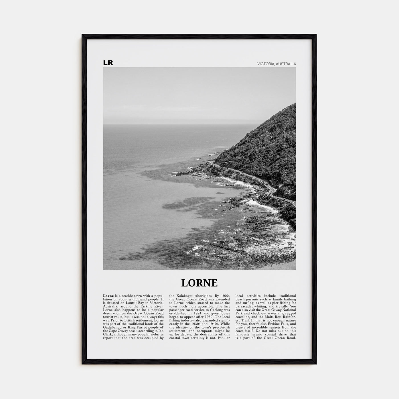 Lorne Travel B&W Poster