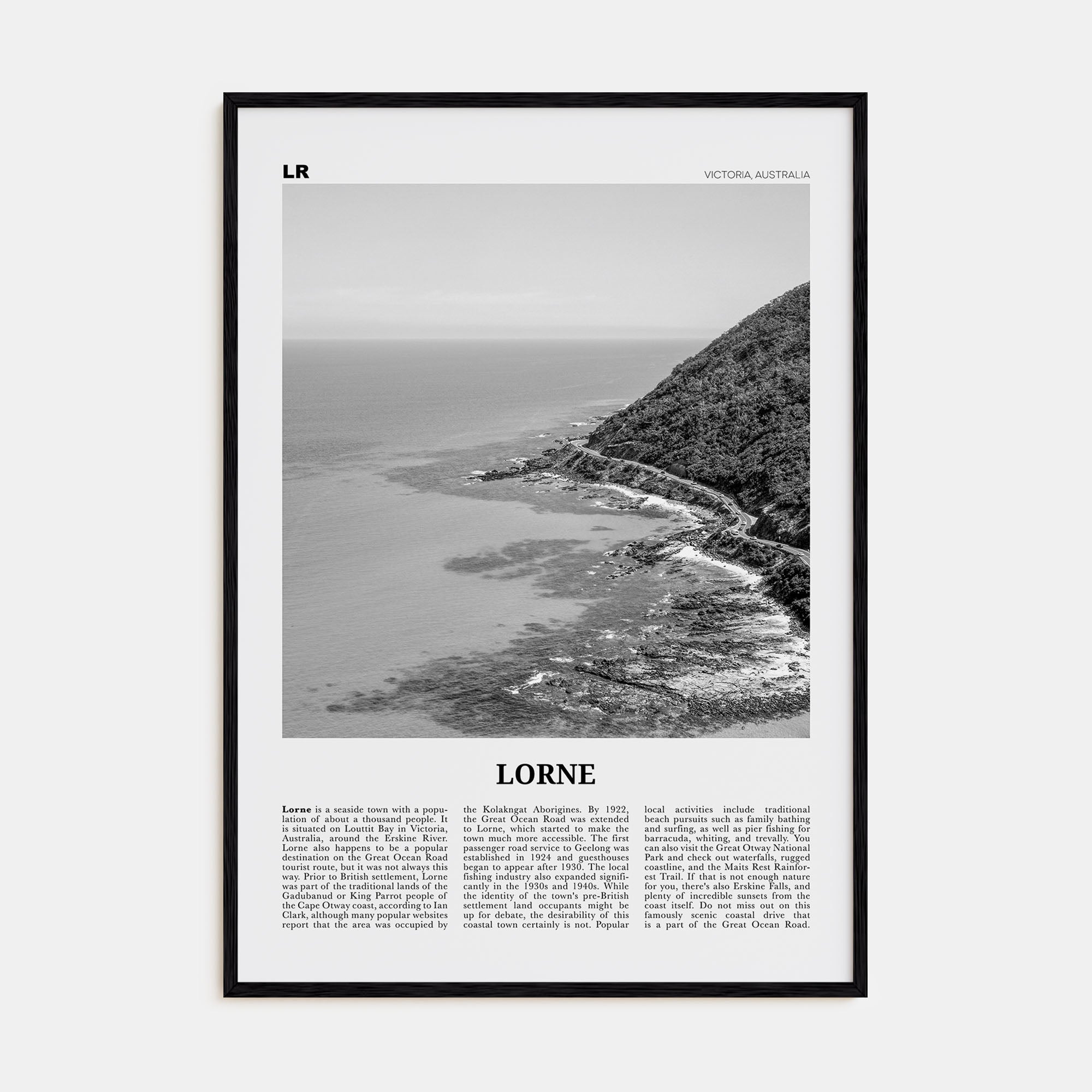 Lorne Travel B&W Poster