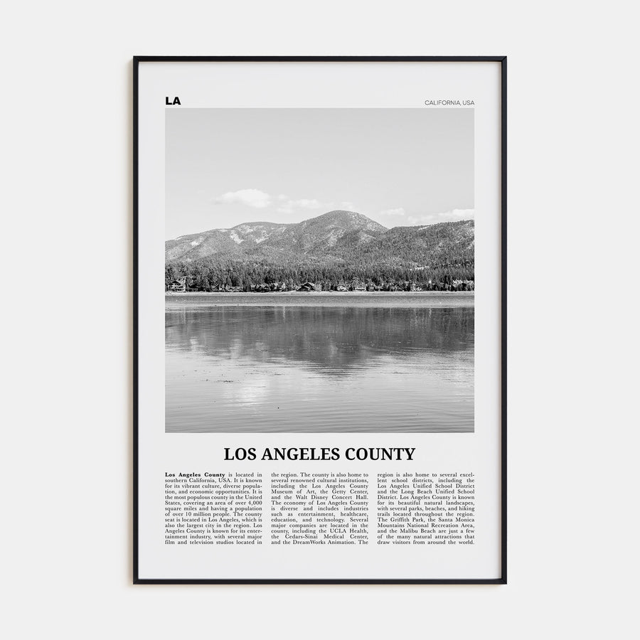 Los Angeles County Travel B&W Poster