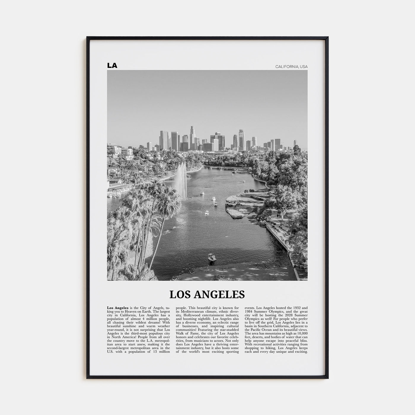 Los Angeles Travel B&W No 6 Poster