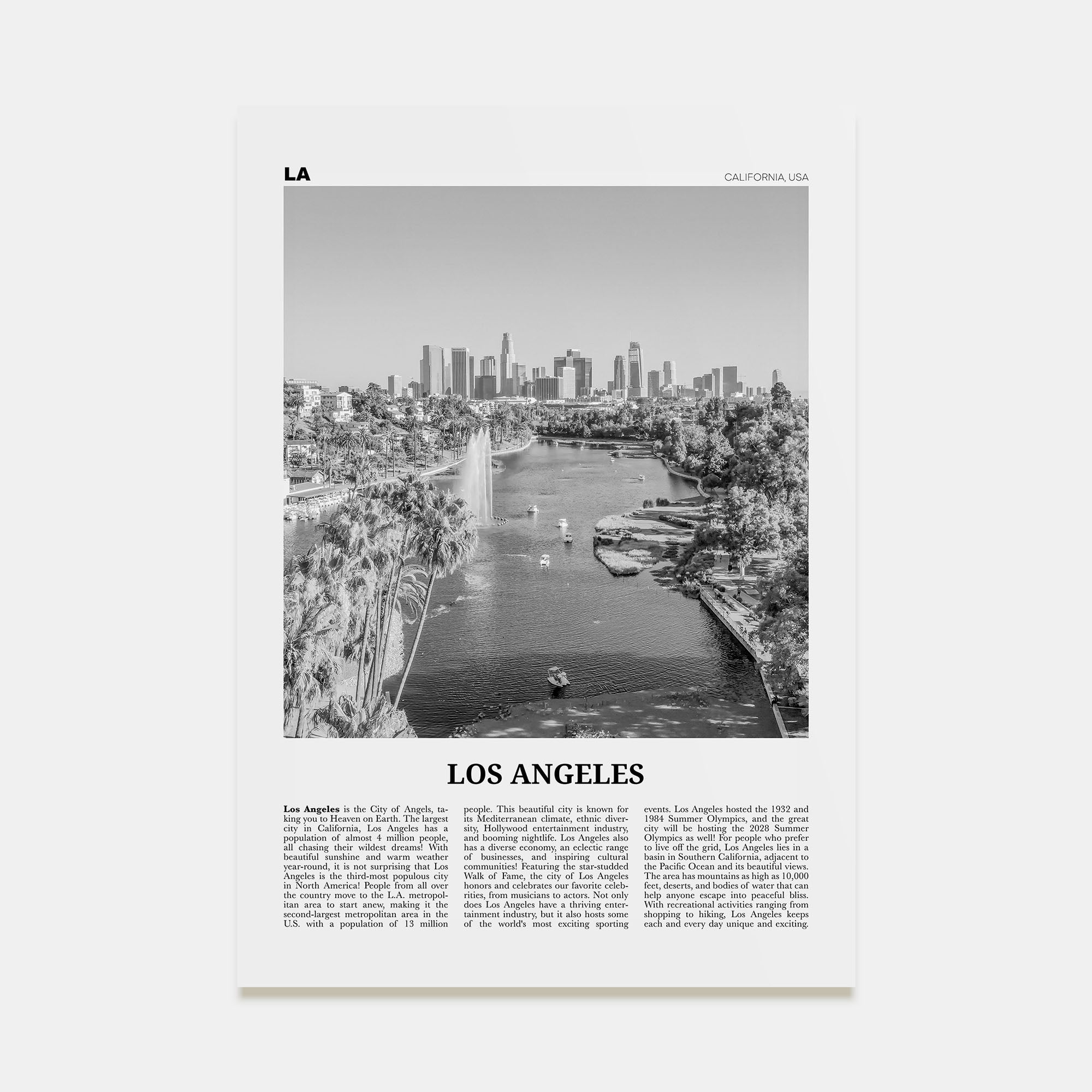 Los Angeles Travel B&W No 6 Poster