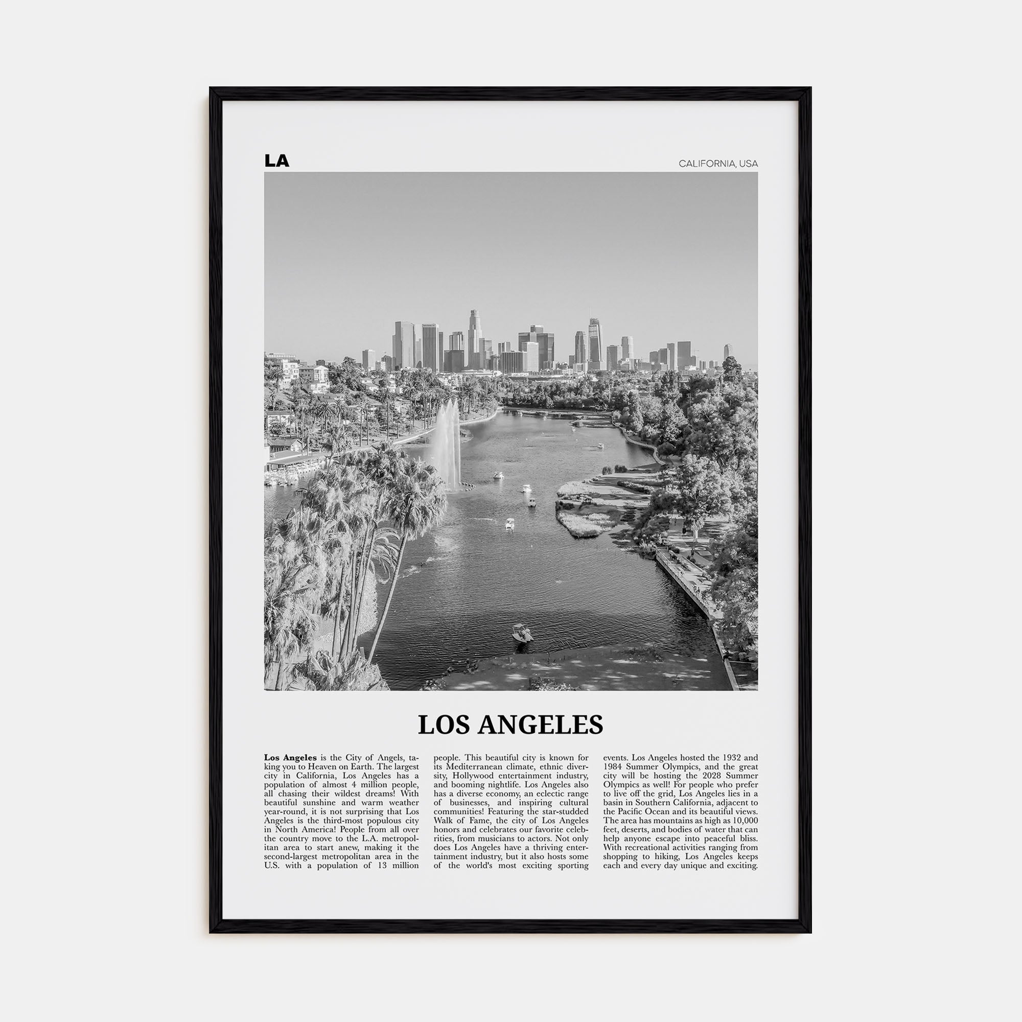 Los Angeles Travel B&W No 6 Poster