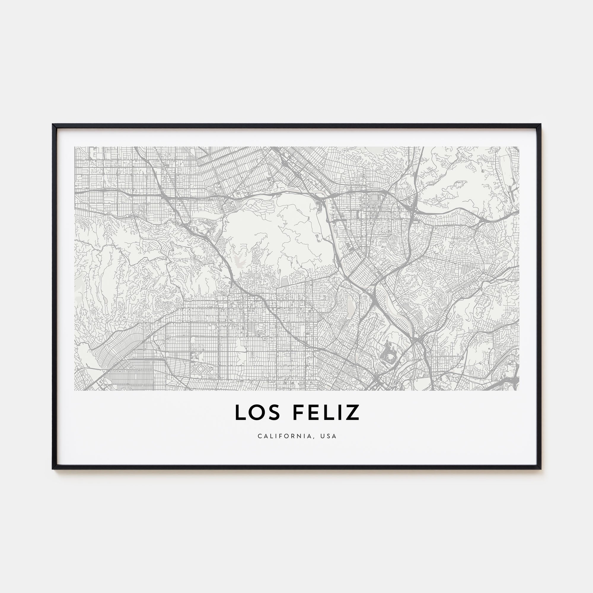 Los Feliz Map Landscape Poster