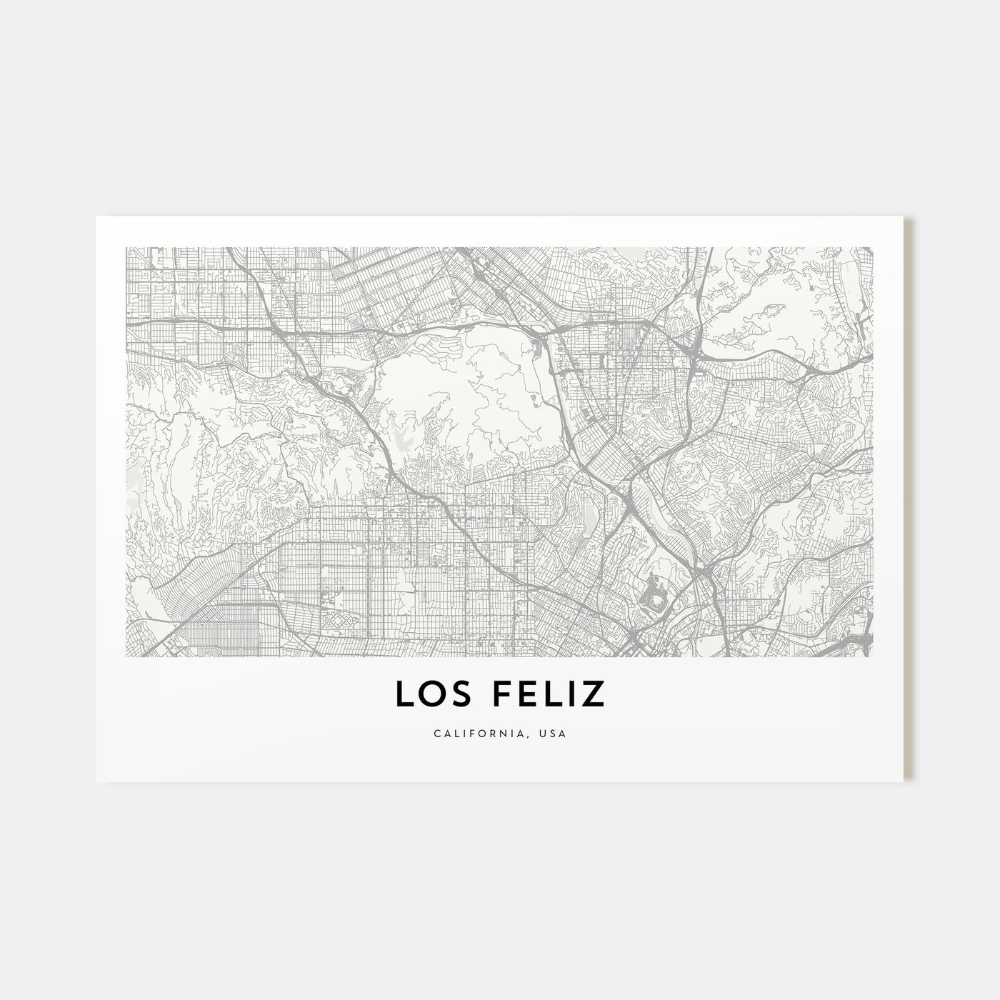 Los Feliz Map Landscape Poster