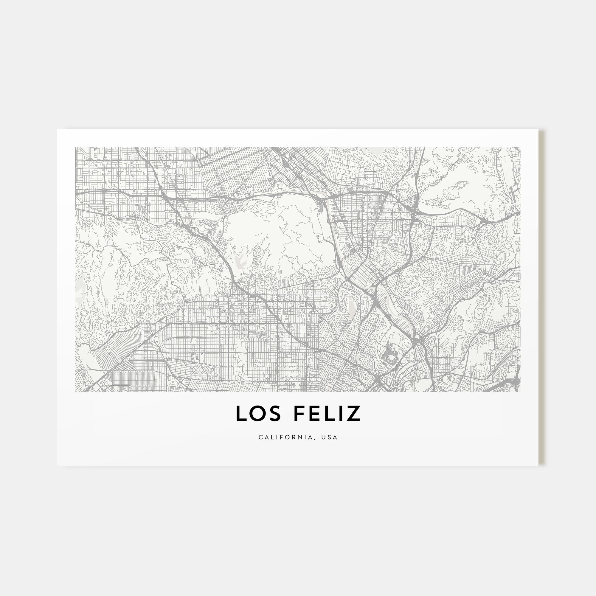 Los Feliz Map Landscape Poster