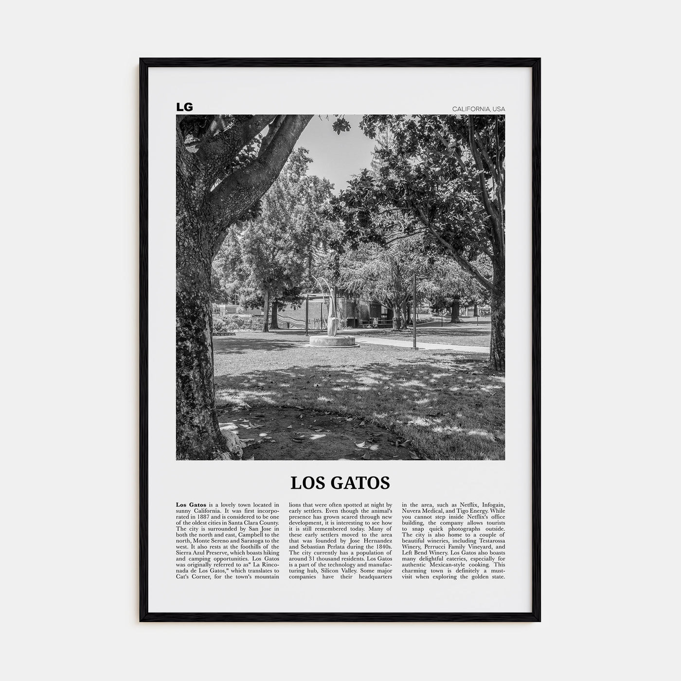 Los Gatos Travel B&W Poster