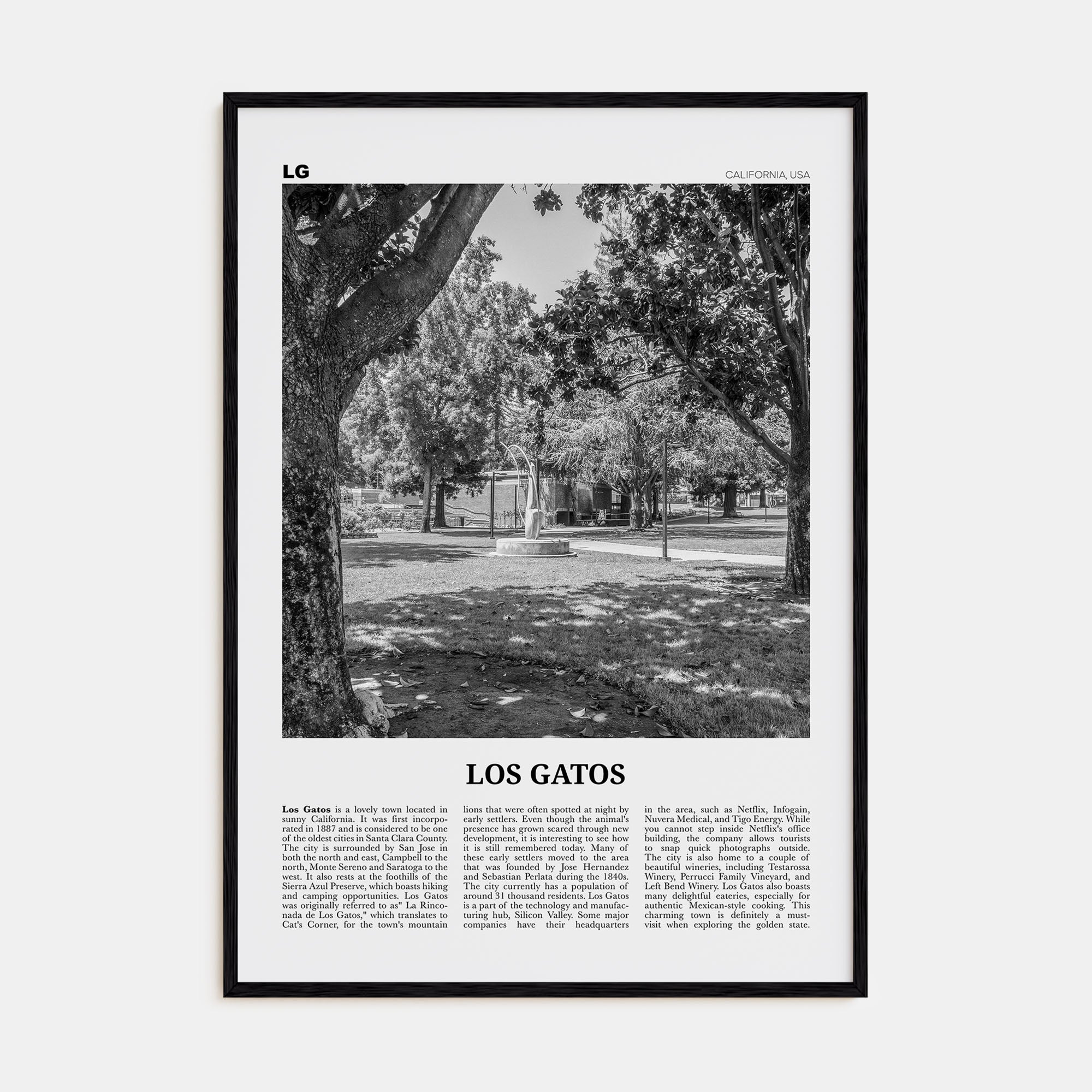 Los Gatos Travel B&W Poster