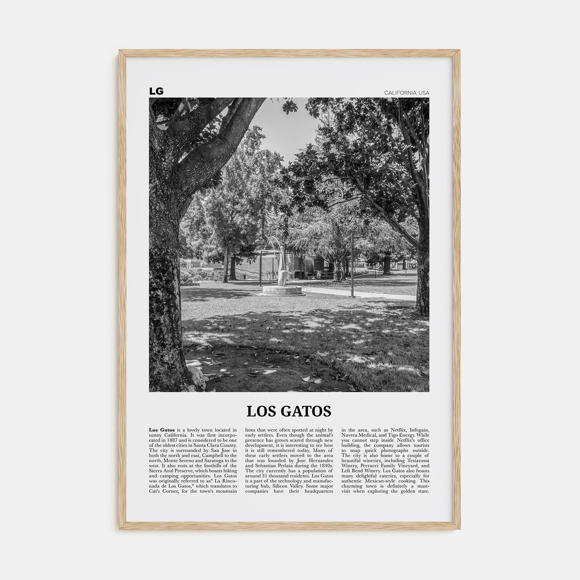 Los Gatos Travel B&W Poster