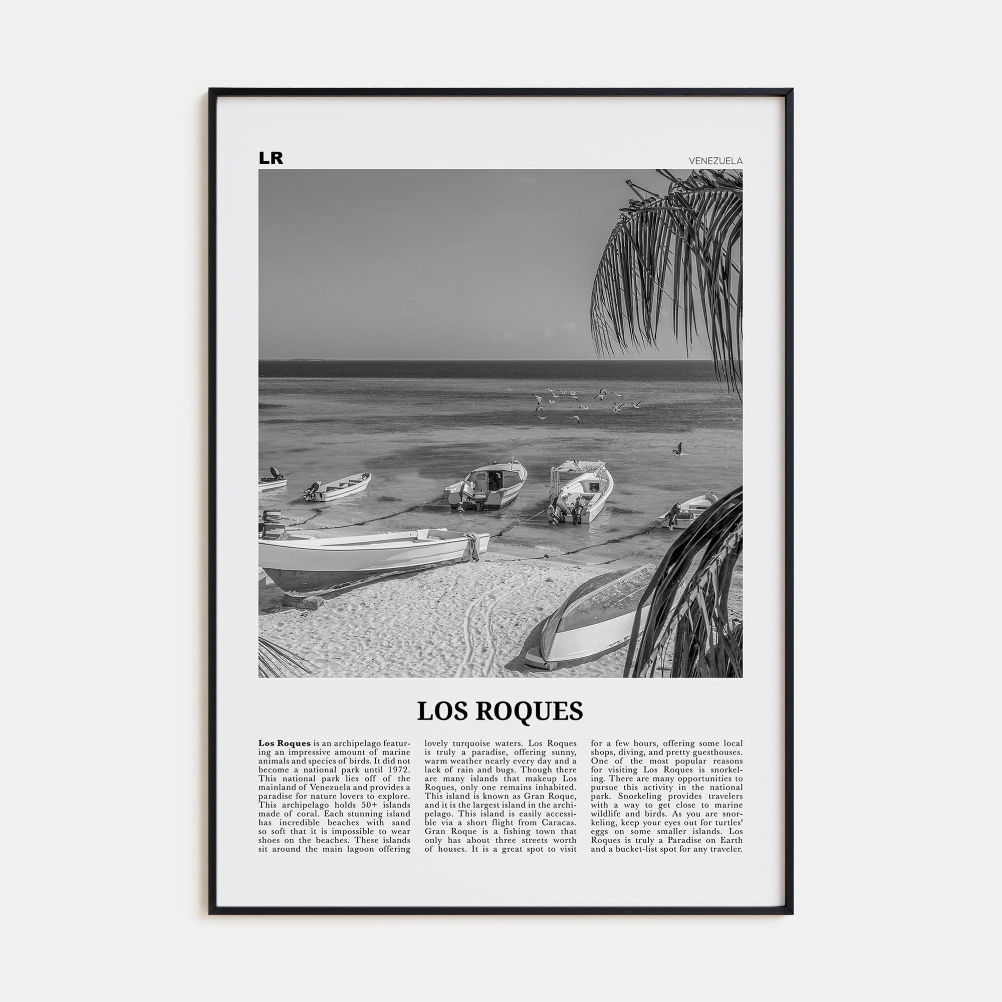 Los Roques Travel B&W Poster