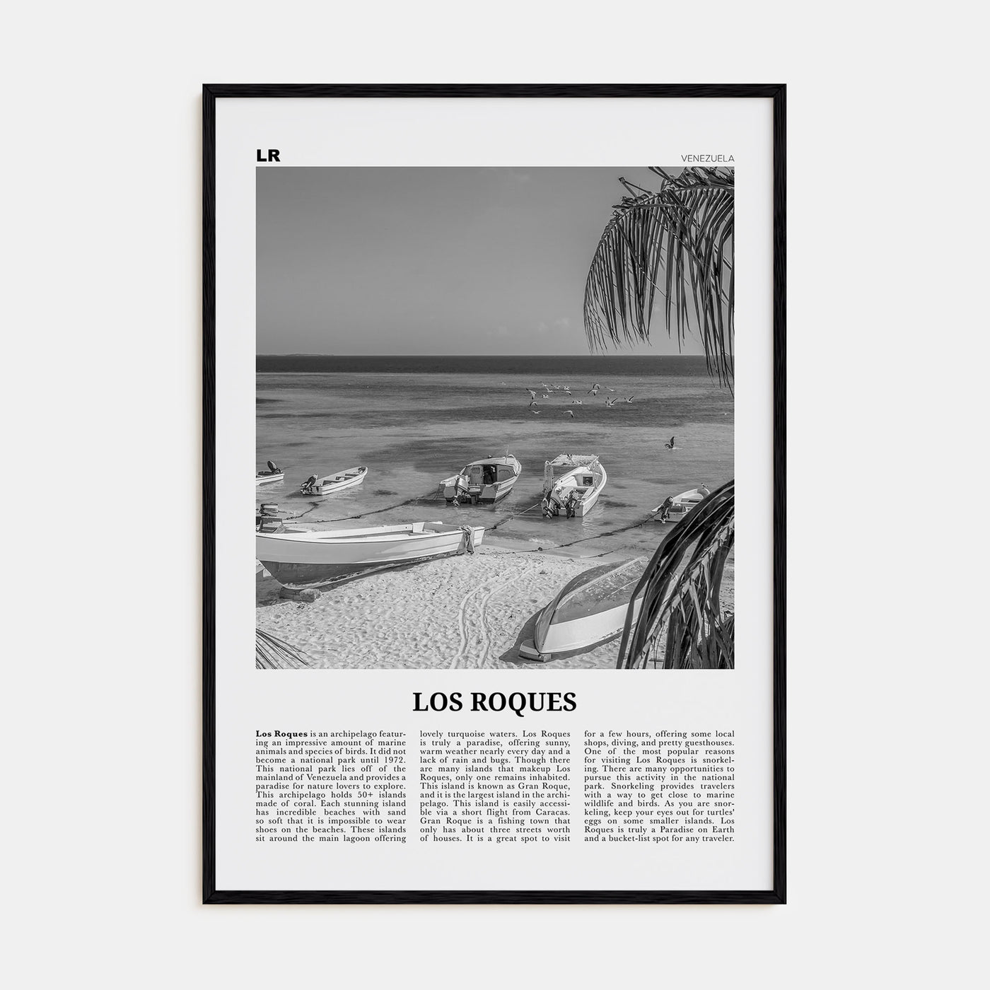 Los Roques Travel B&W Poster
