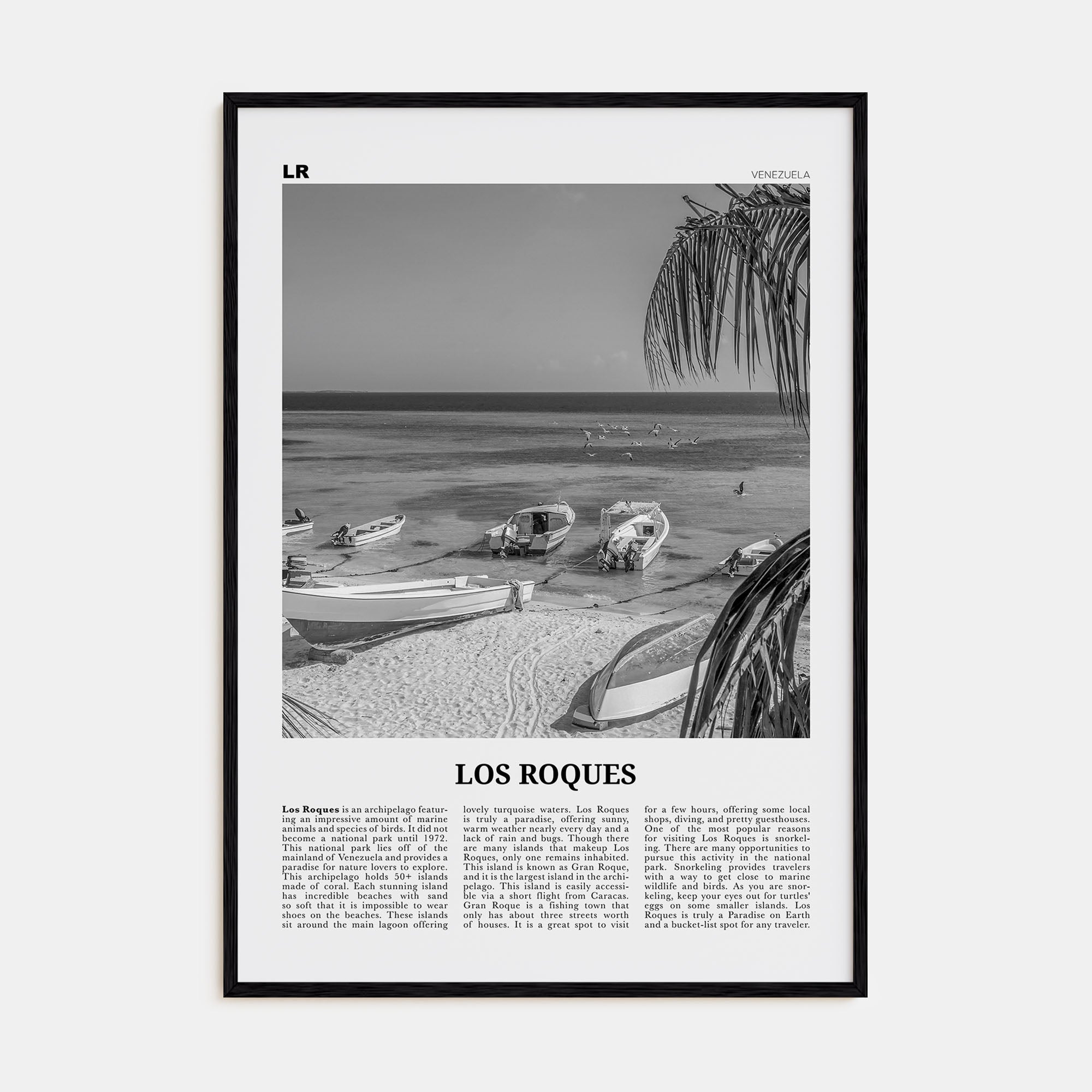 Los Roques Travel B&W Poster