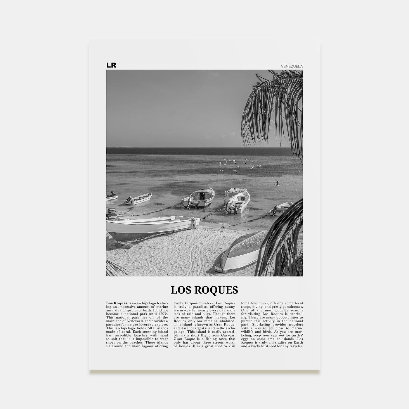 Los Roques Travel B&W Poster