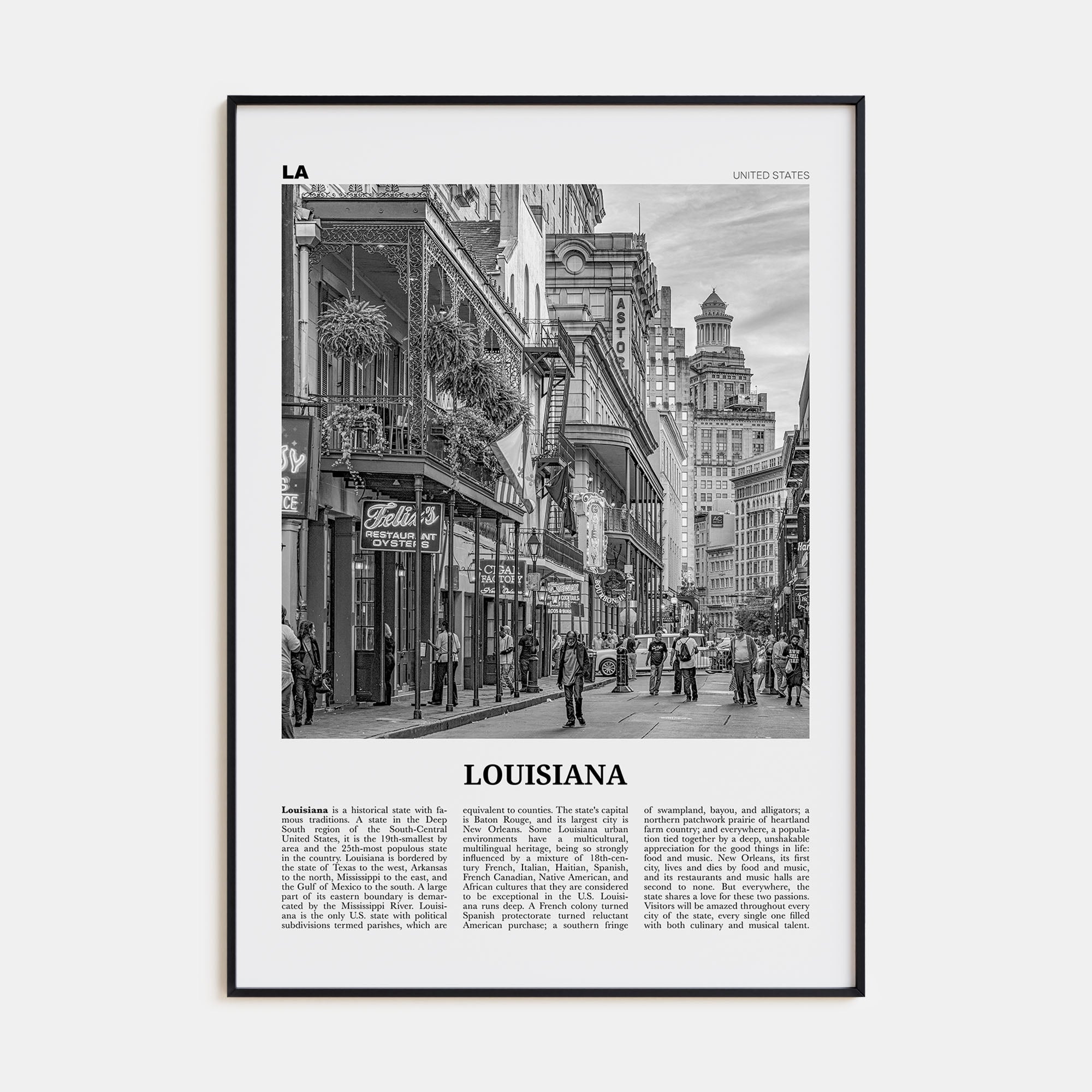 Louisiana Travel B&W No 3 Poster