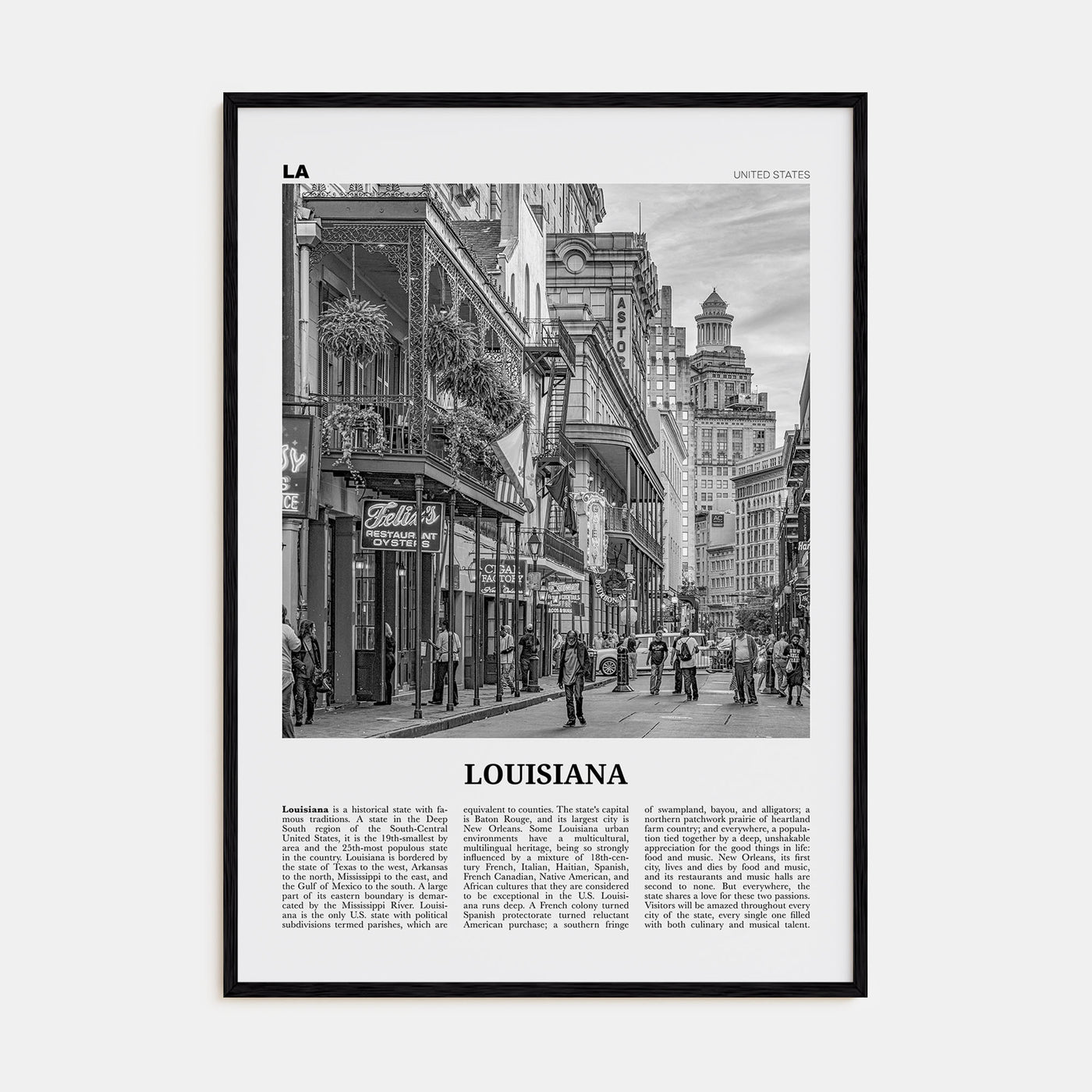 Louisiana Travel B&W No 3 Poster
