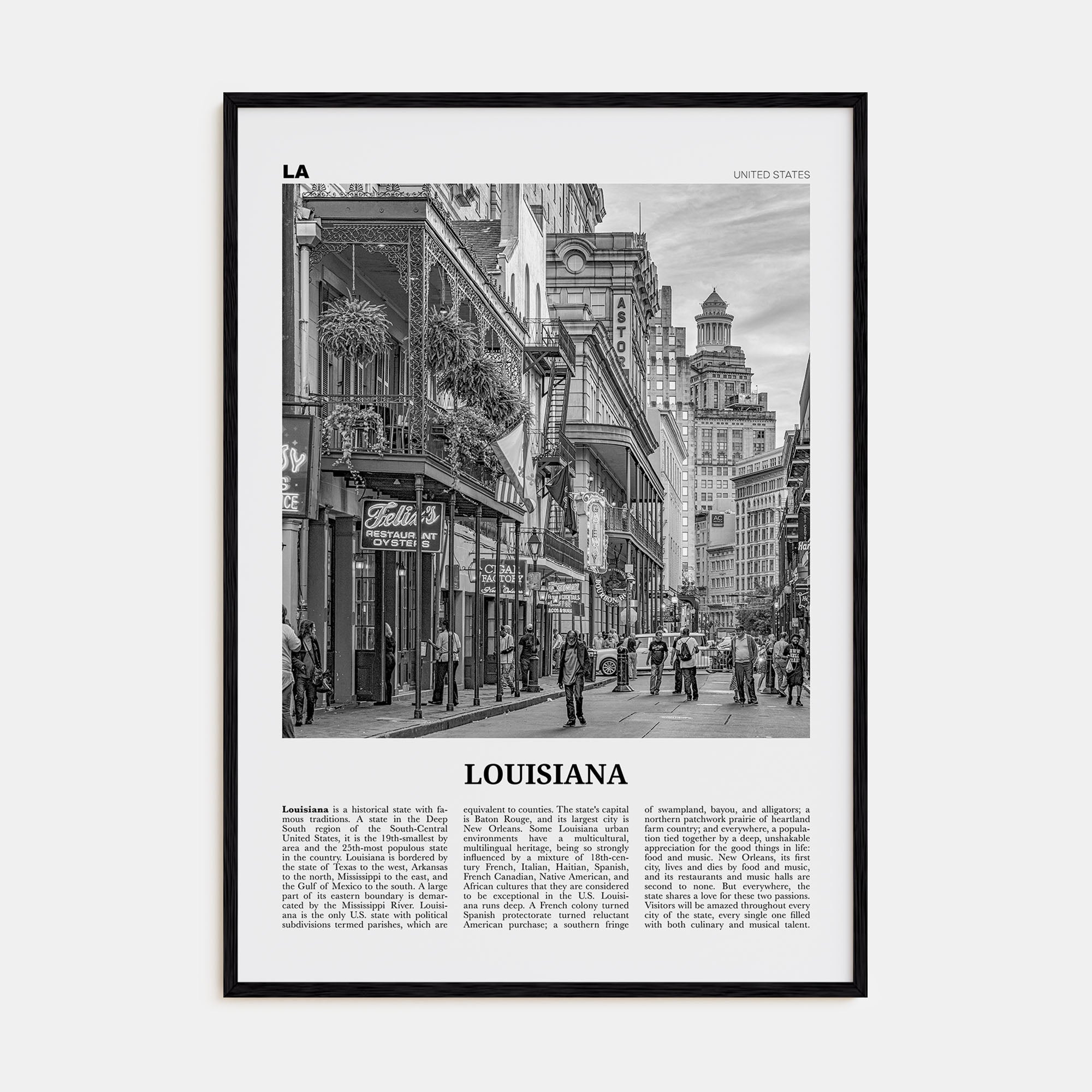 Louisiana Travel B&W No 3 Poster