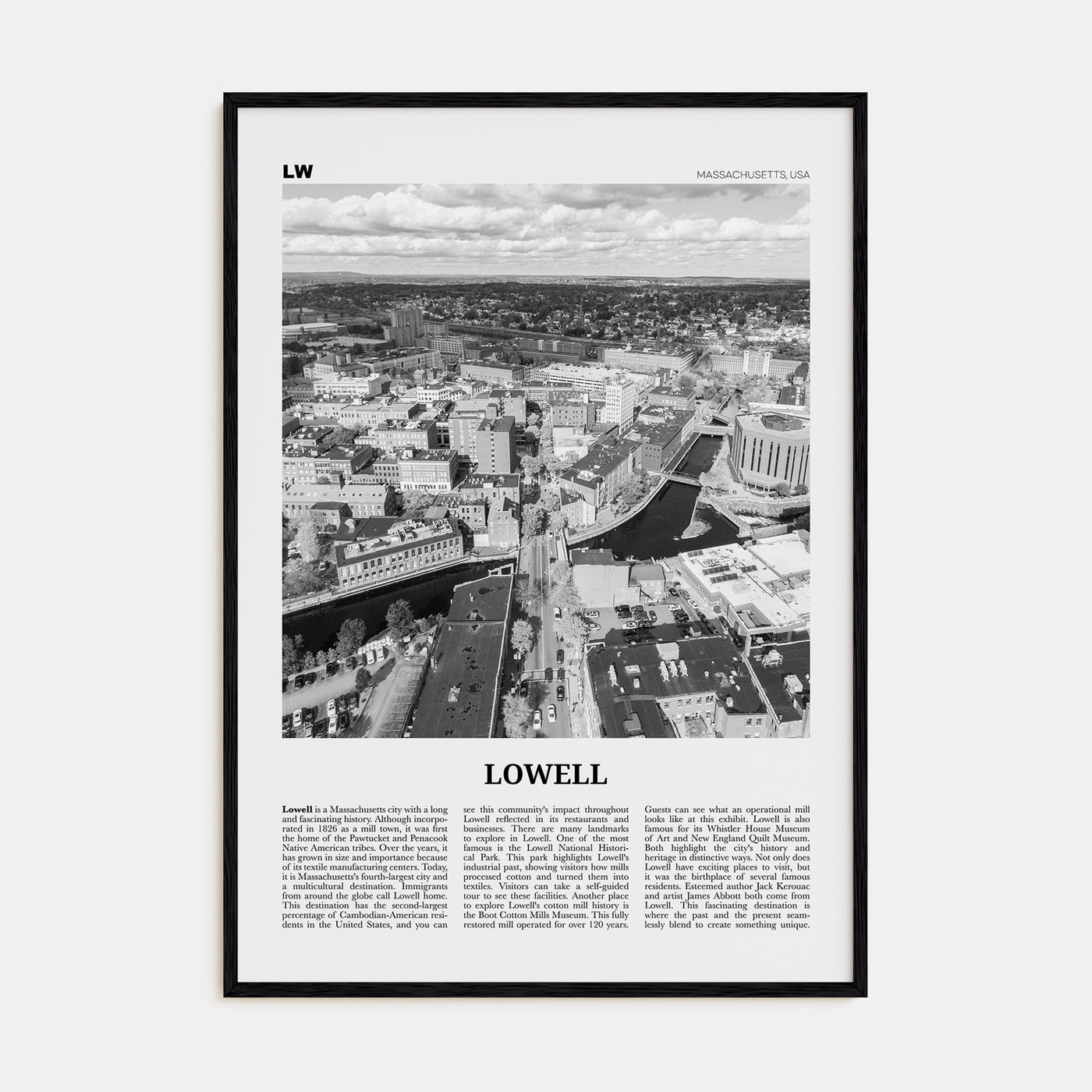 Lowell Travel B&W Poster