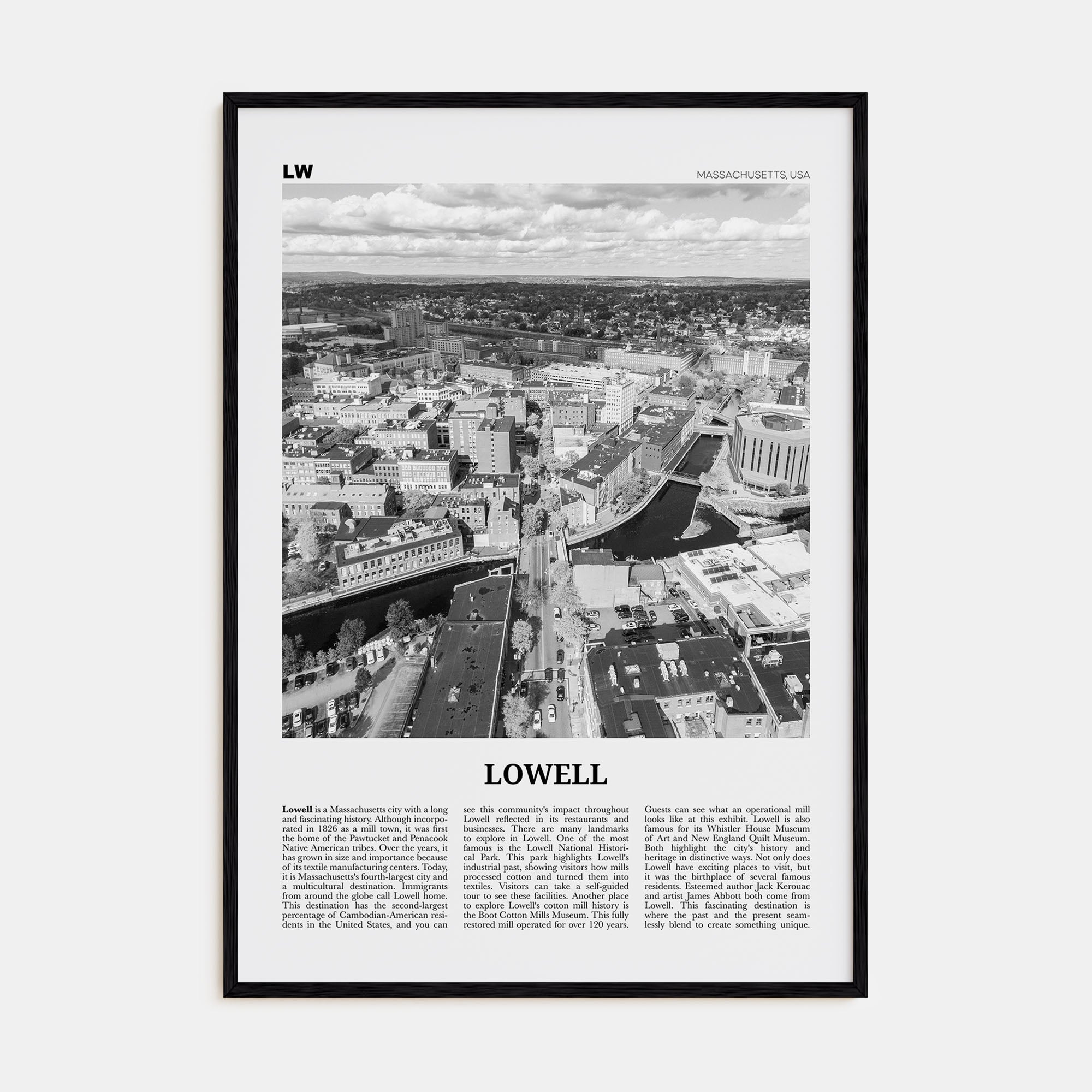 Lowell Travel B&W Poster
