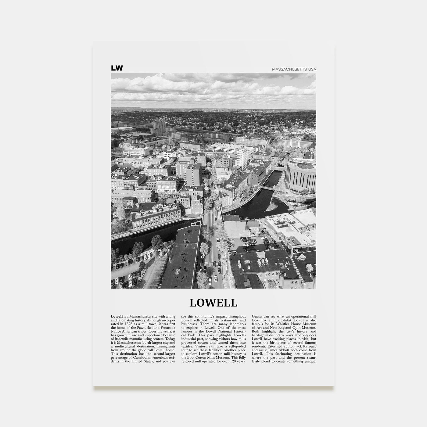 Lowell Travel B&W Poster