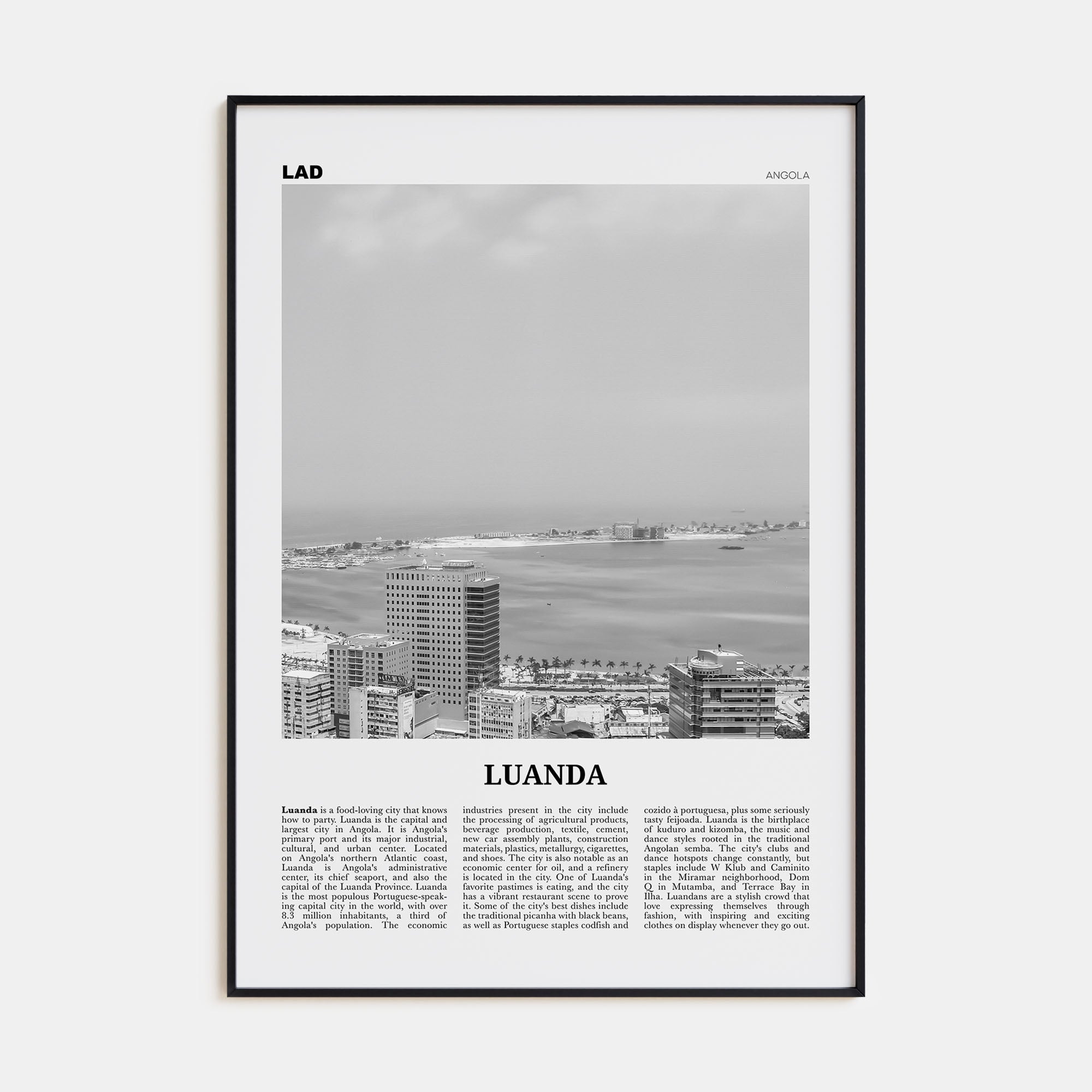 Luanda Travel B&W Poster