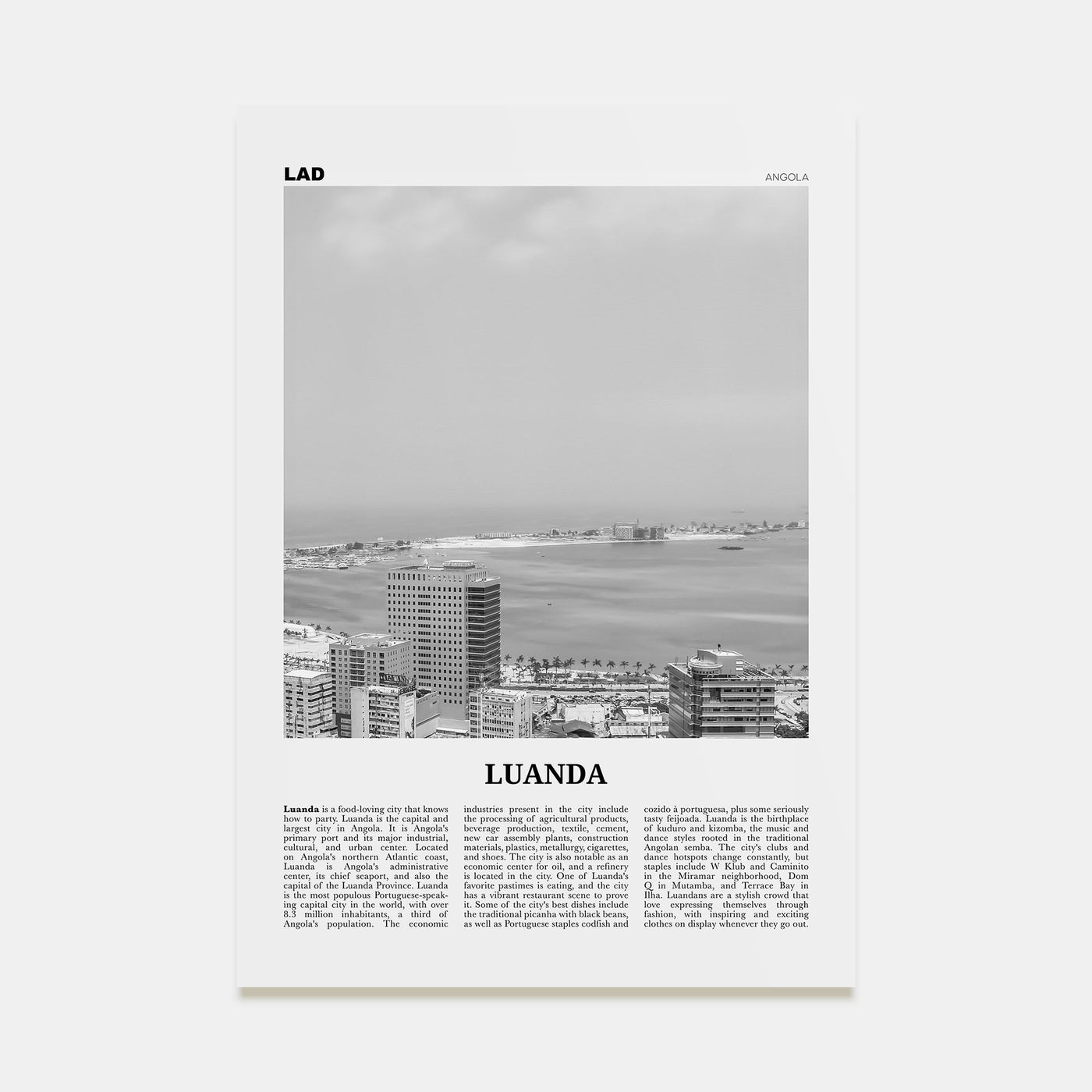 Luanda Travel B&W Poster