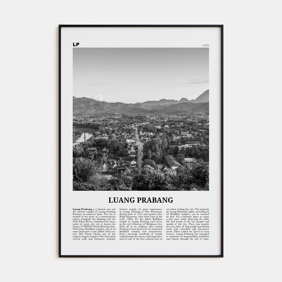 Luang Prabang Travel B&W Poster