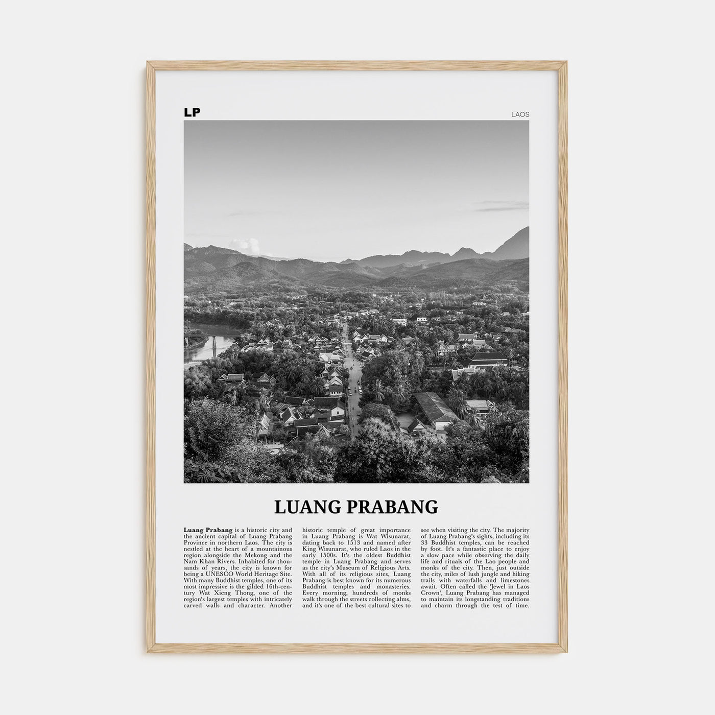 Luang Prabang Travel B&W Poster