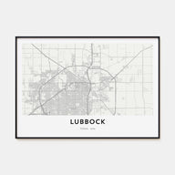 Lubbock Map Landscape Poster