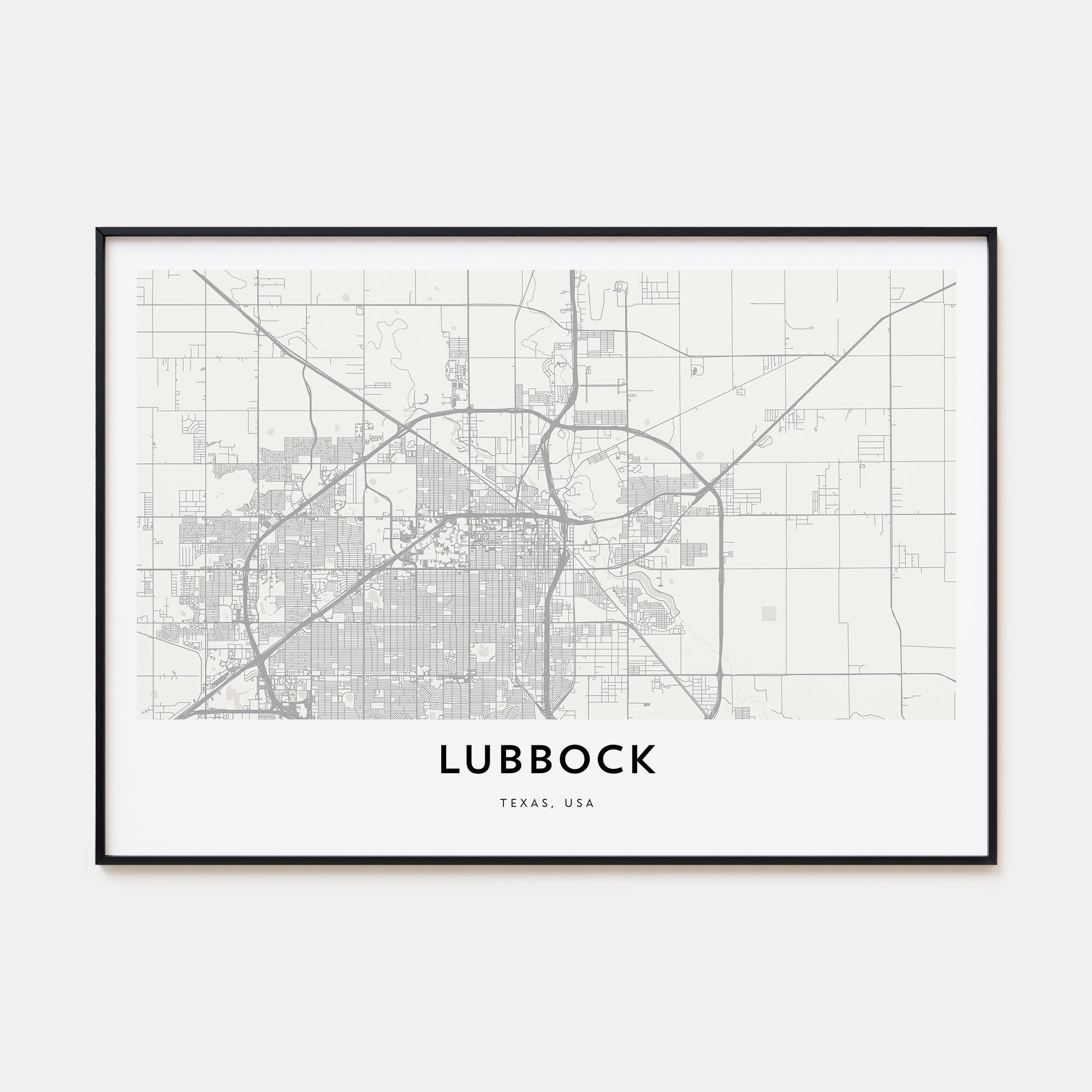 Lubbock Map Landscape Poster