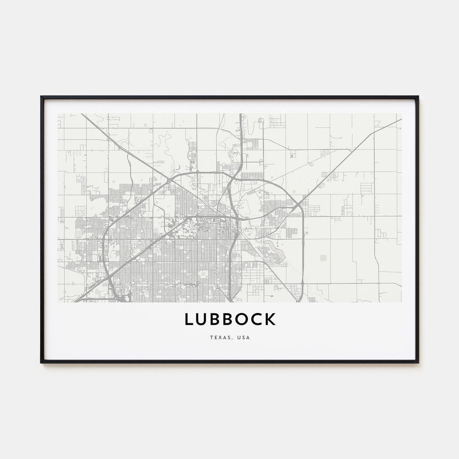 Lubbock Map Landscape Poster
