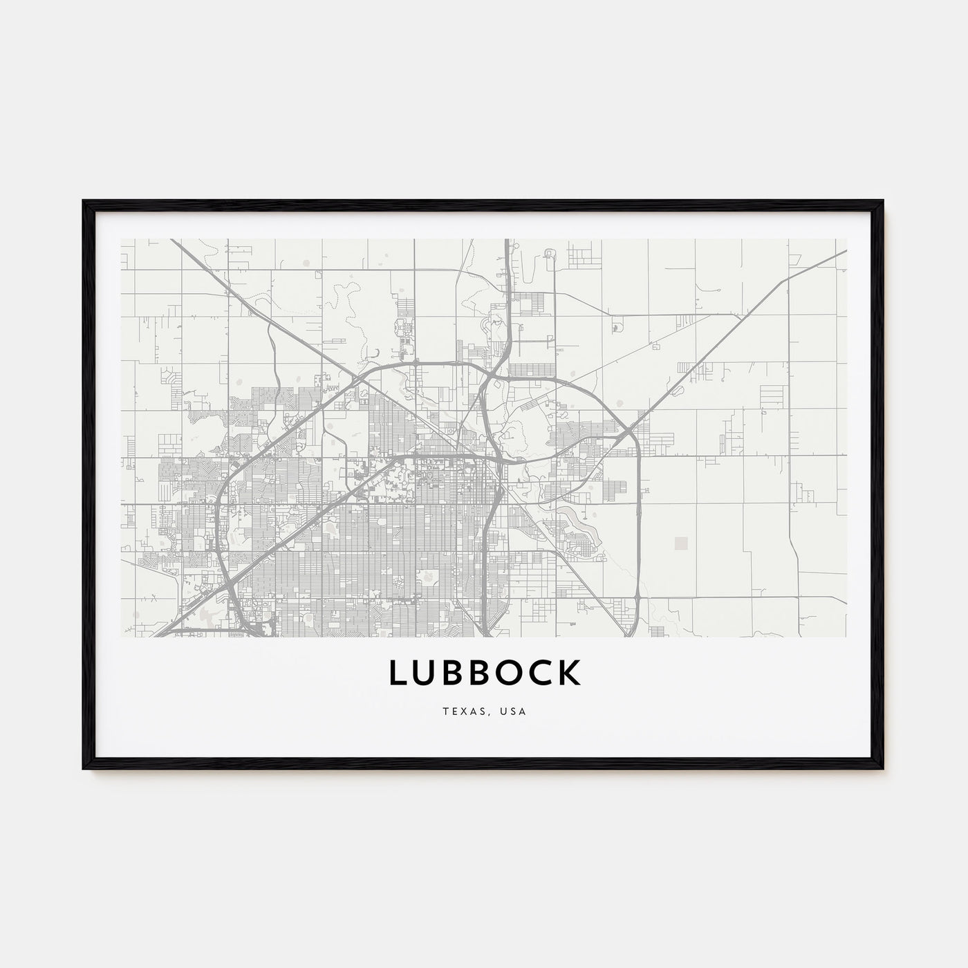 Lubbock Map Landscape Poster