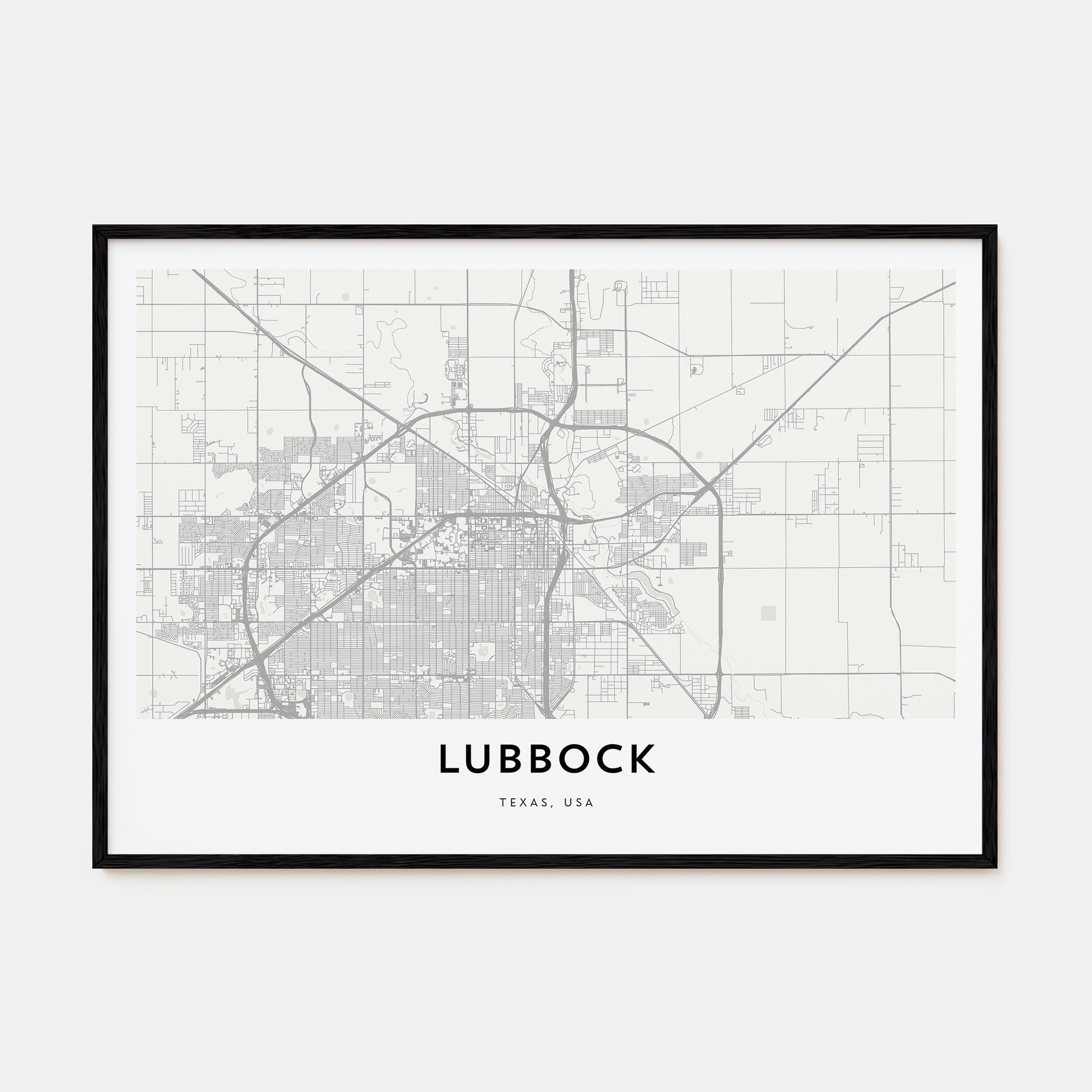 Lubbock Map Landscape Poster