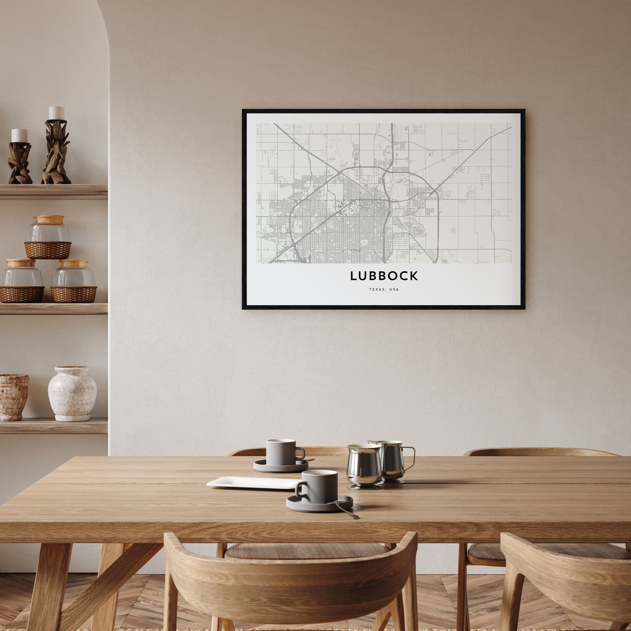 Lubbock Map Landscape Poster